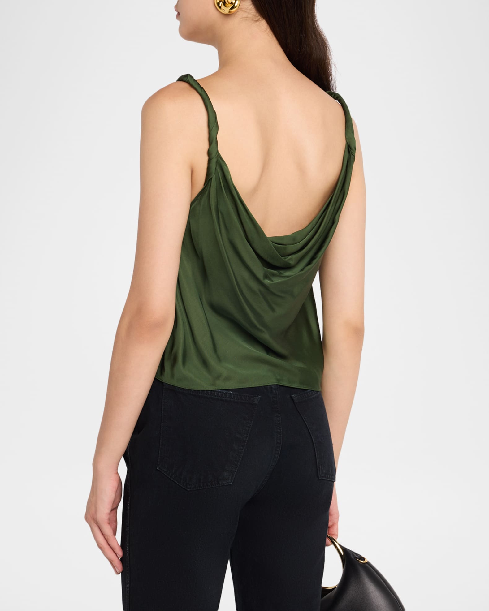 ALICE + OLIVIA Monique Twisted-Strap Satin Tank Top | Neiman Marcus