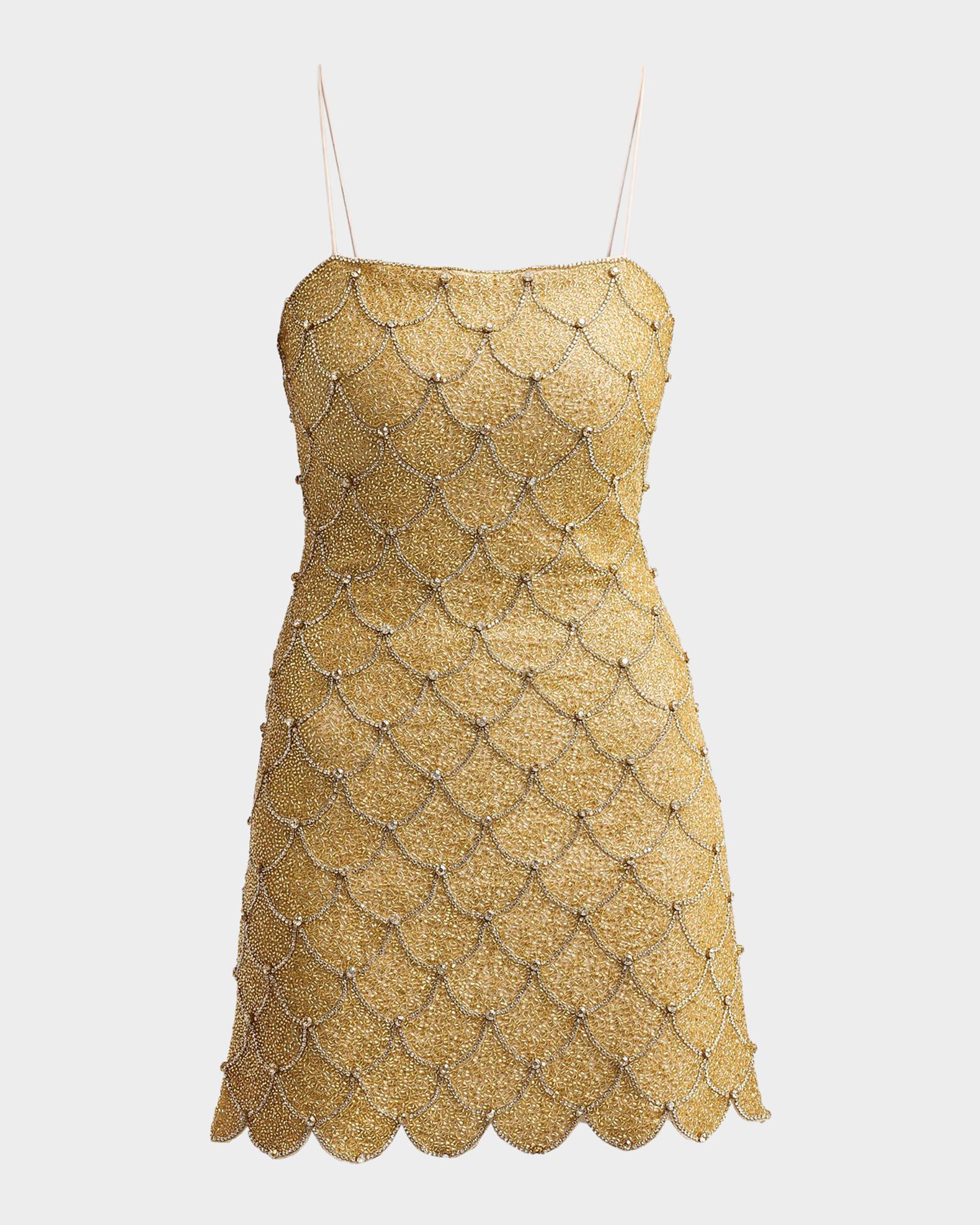 uo nina spliced bodycon mini dress ALICE + OLIVIA Embellished | Pale Gold | Knit 100% Rayon Size AU