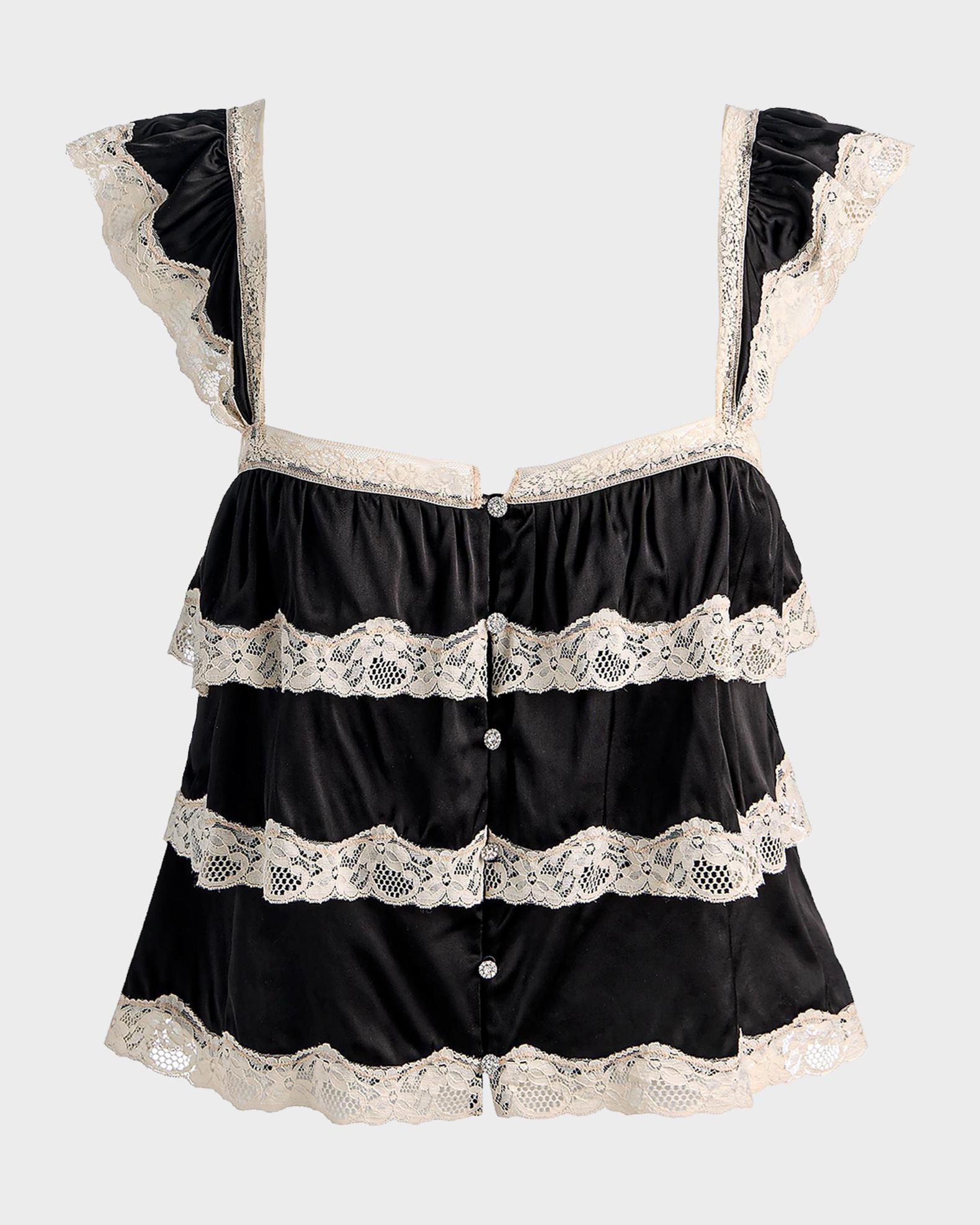 ALICE + OLIVIA Sylvie Tiered Lace Crop Top | Neiman Marcus