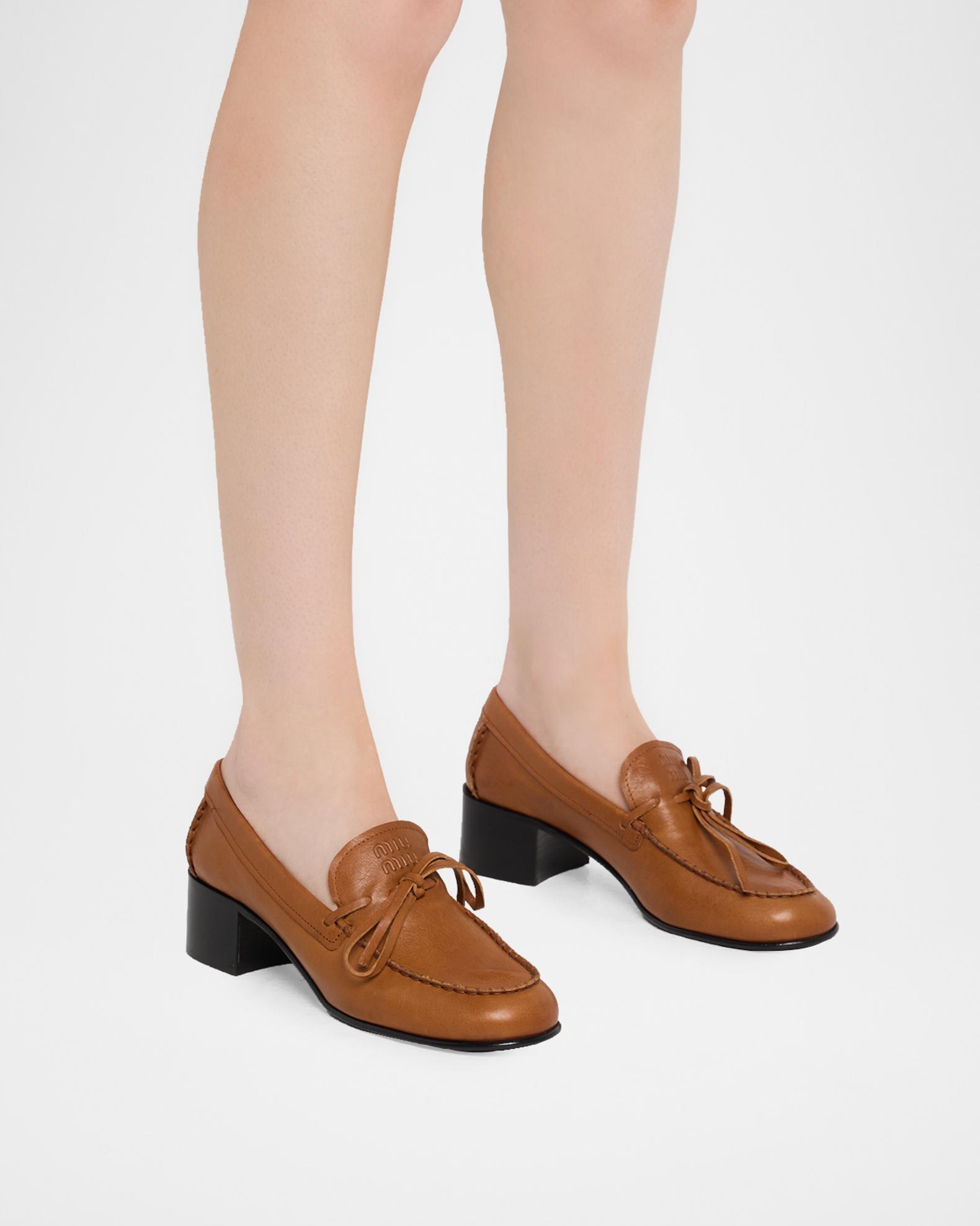 Miu Miu 40mm Leather Loafer Pumps | Neiman Marcus