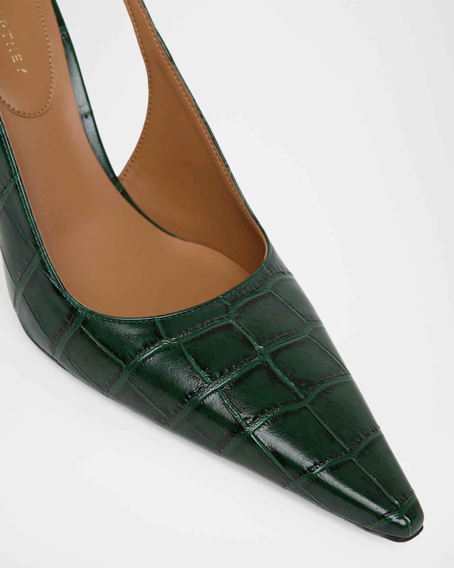 Stella McCartney 80MM Croc-Embossed Cone-Heel Slingback Pumps