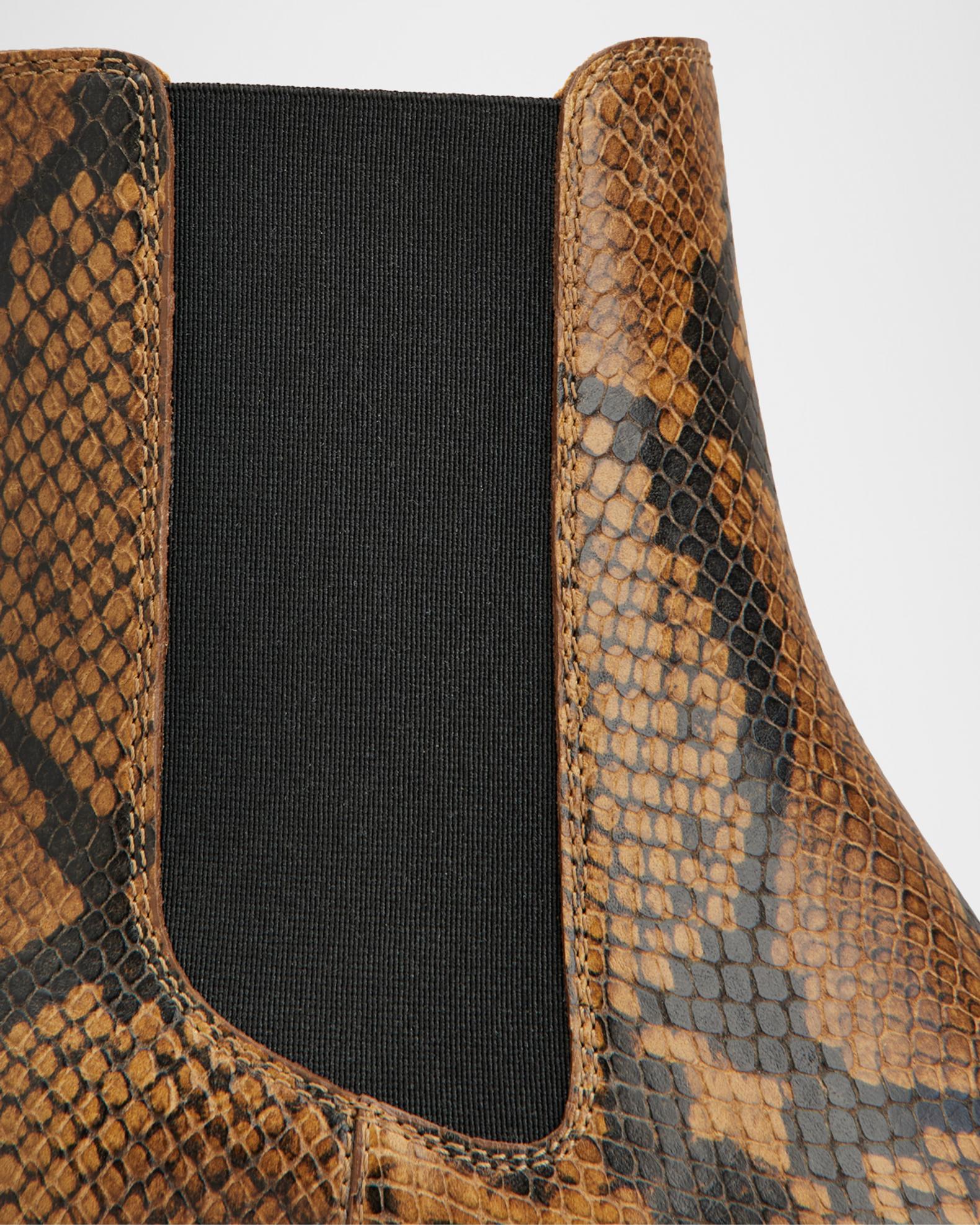 Tod's 60mm Snake-Printed Leather Chelsea Boots | Neiman Marcus