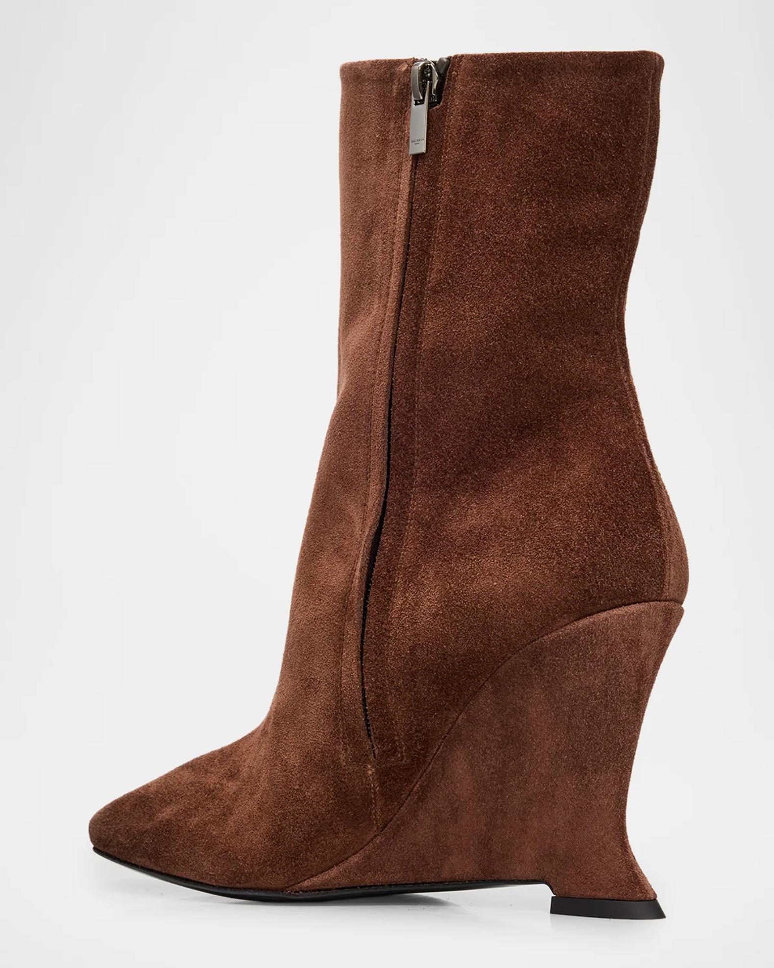 Balmain 95mm Suede Ankle Boots | Neiman Marcus