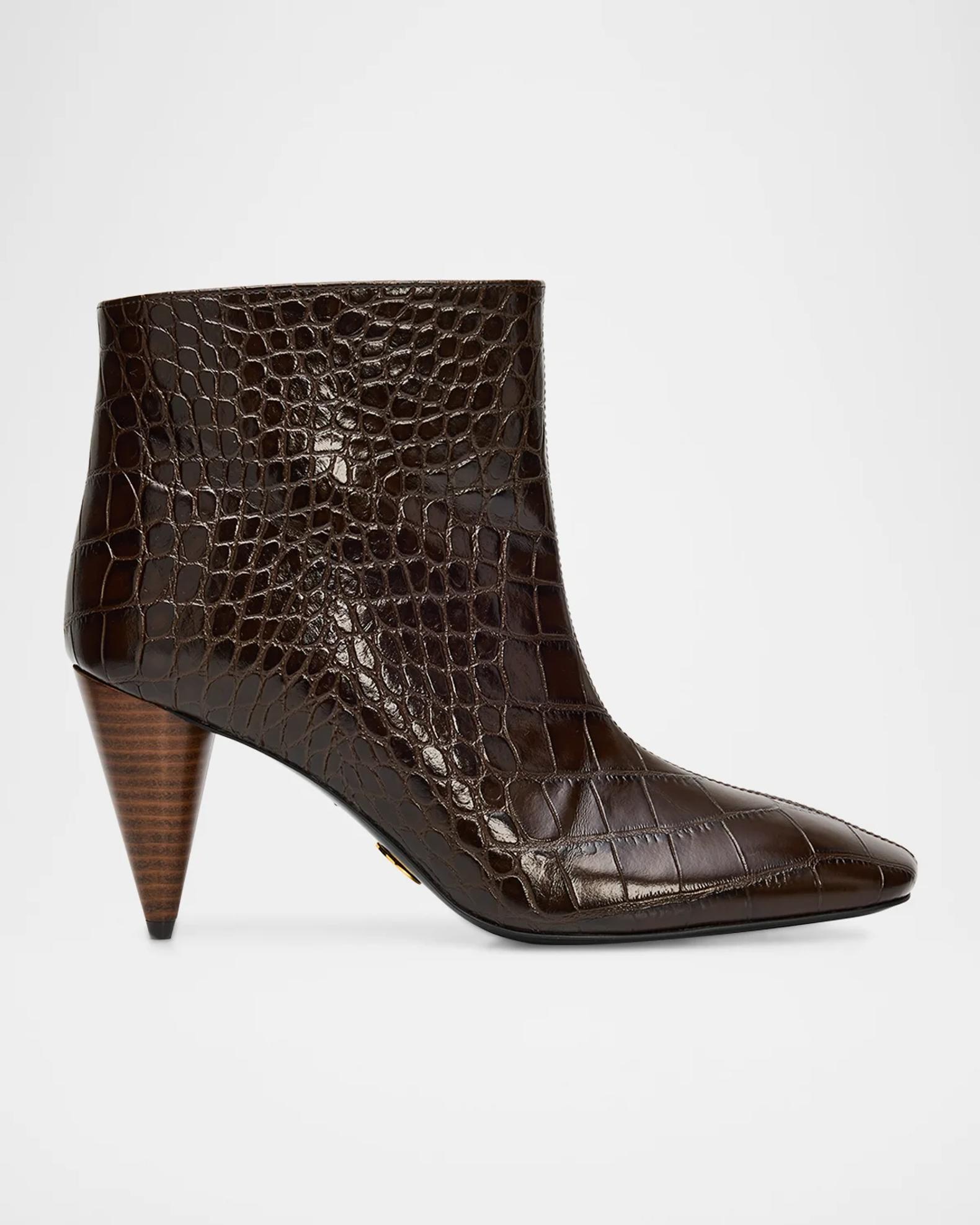 Stella McCartney 85mm Croc-Embossed Vegan Leather Ankle Boots