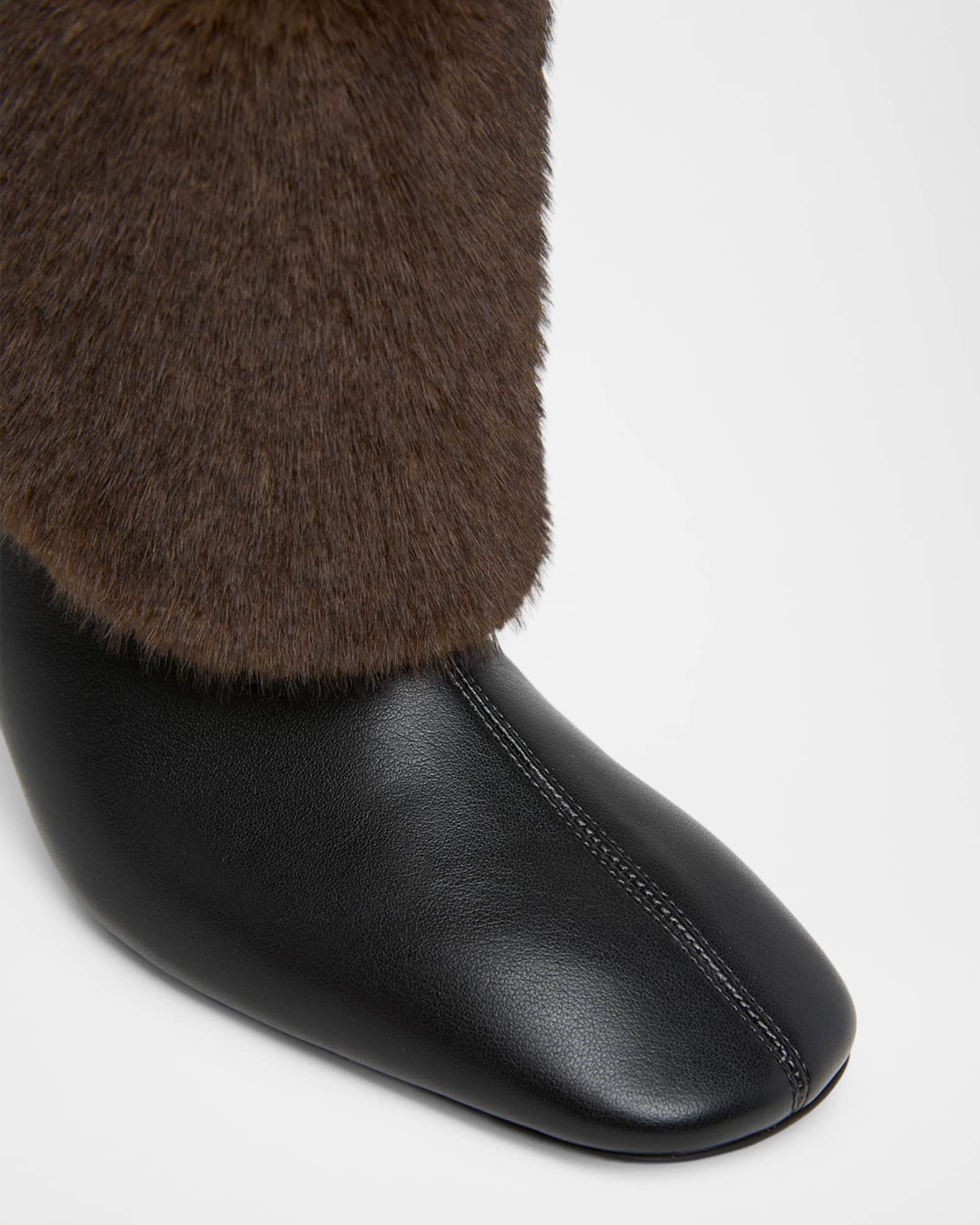 Stella McCartney 80MM Faux-Fur Cuff Ankle Boots | Neiman Marcus