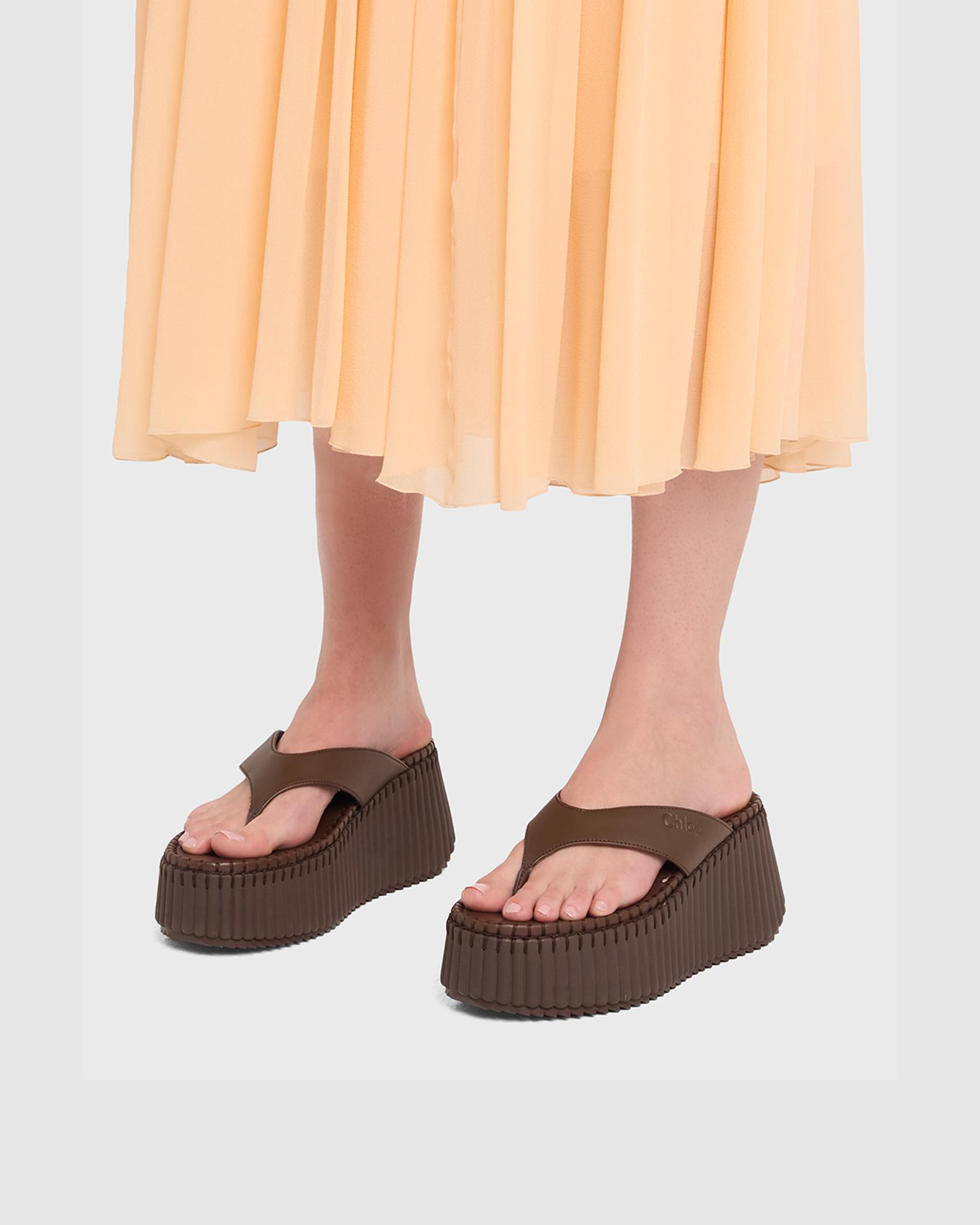 Chloe 75mm Nama Platform Leather Thong Sandals | Neiman Marcus