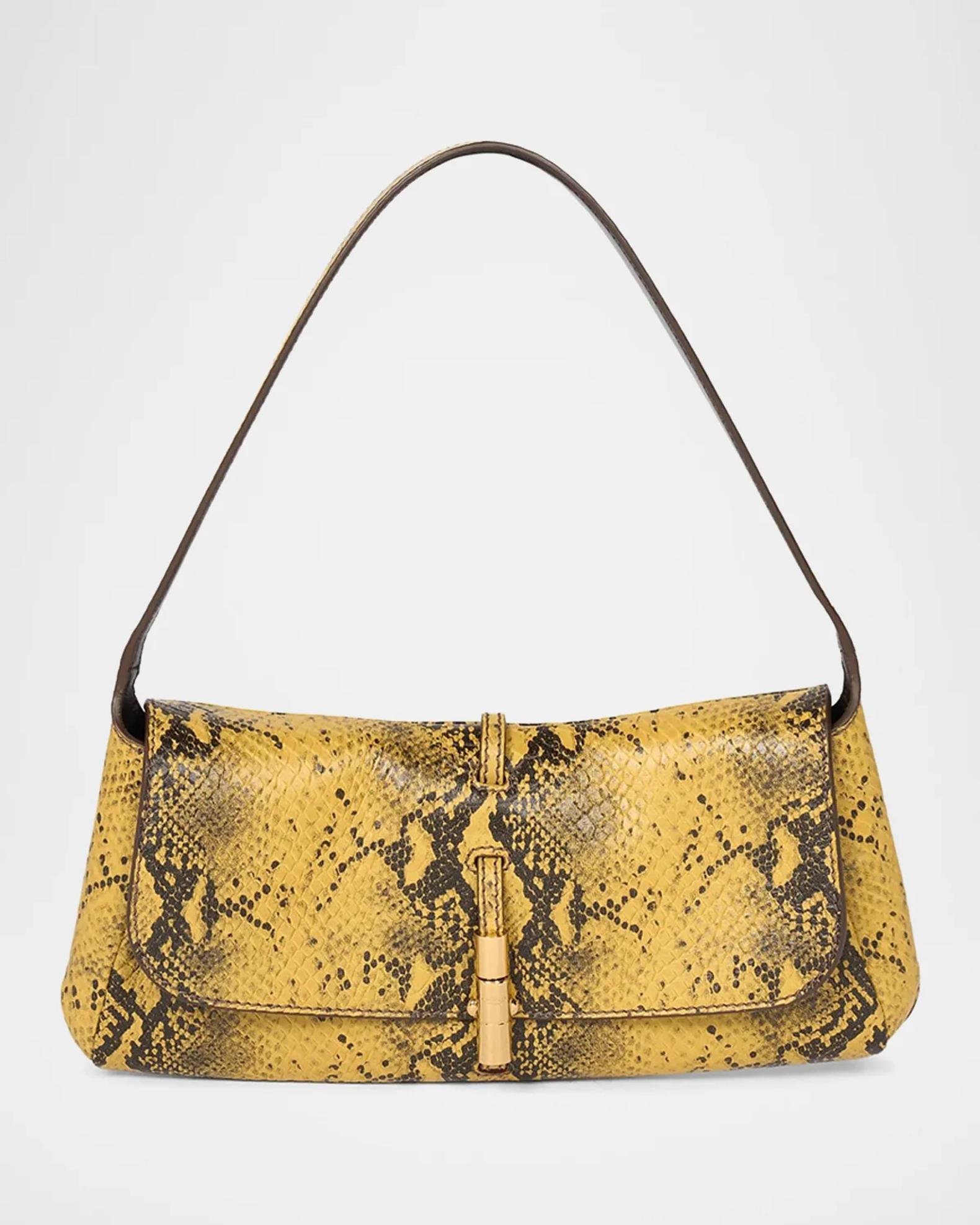 Balmain Metropolis Python-Embossed Leather Shoulder Bag | Neiman Marcus