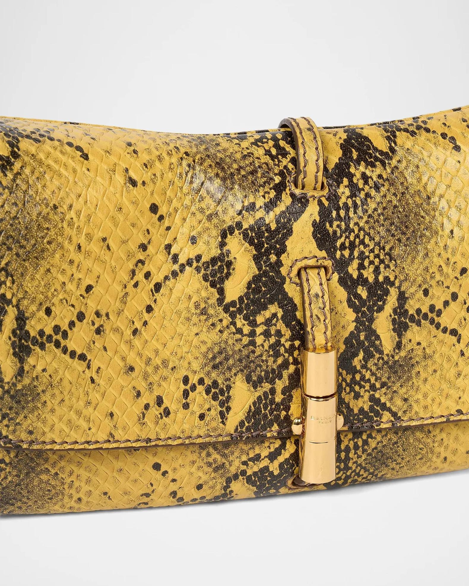 Balmain Metropolis Python-Embossed Leather Shoulder Bag | Neiman Marcus