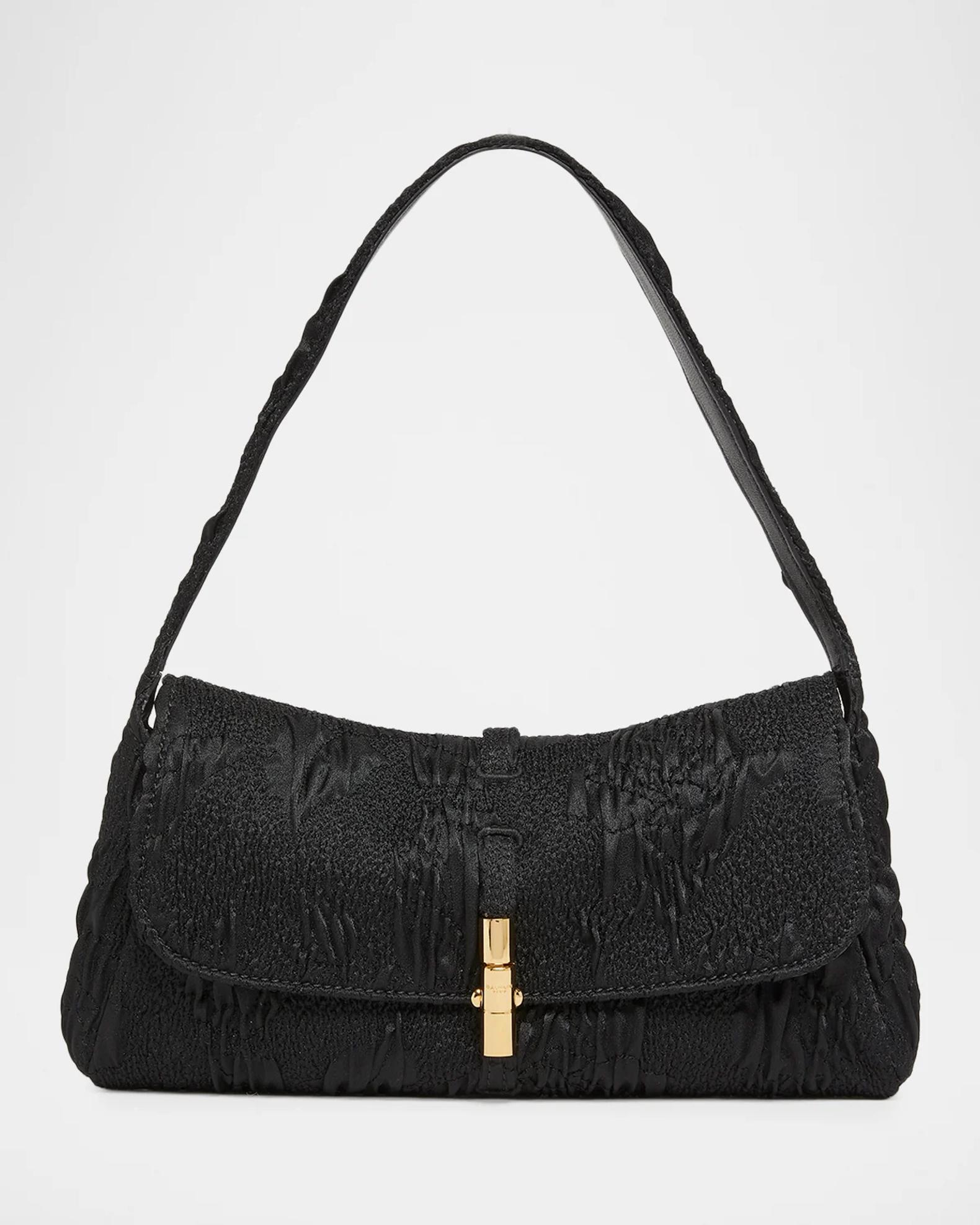 Balmain Metropolis Crinkled Shoulder Bag | Neiman Marcus