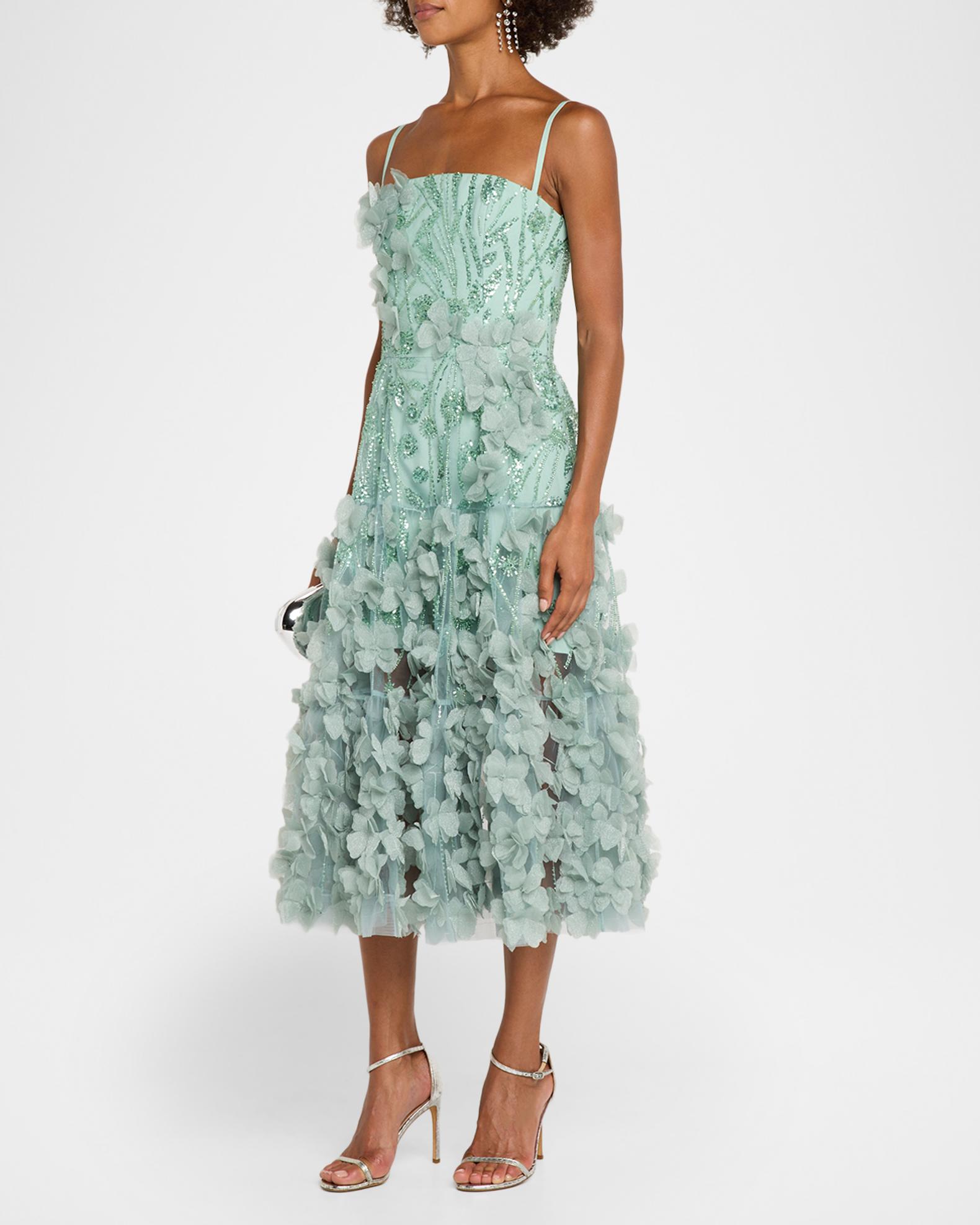 ワンピース ENEU Lily tuck flare dress HELSI Lily Floral Beaded Fit & Flare Midi Dress | Neiman Marcus