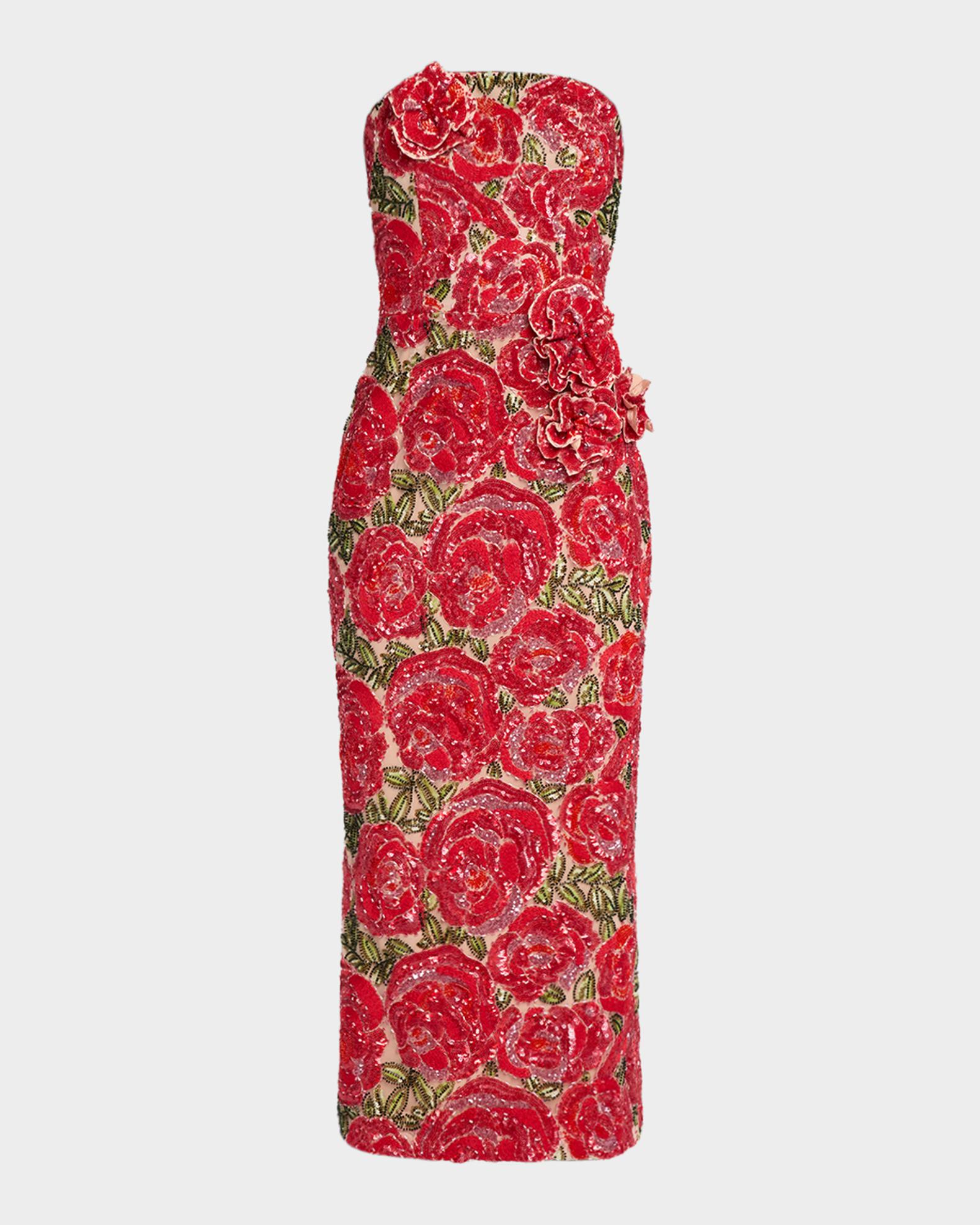 helsi dress Victoria 3D Strapless Floral Sequin Gown, Rose Red, Women's, SML Midi JOVANI | COCKTAIL DRESSES nav-577 It Offers A Blend Item:Shirt