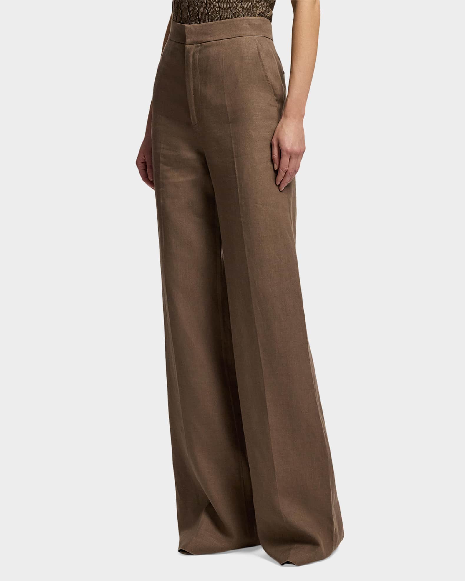 Ralph Lauren Collection Dean II Linen Wide-Leg Trousers | Neiman