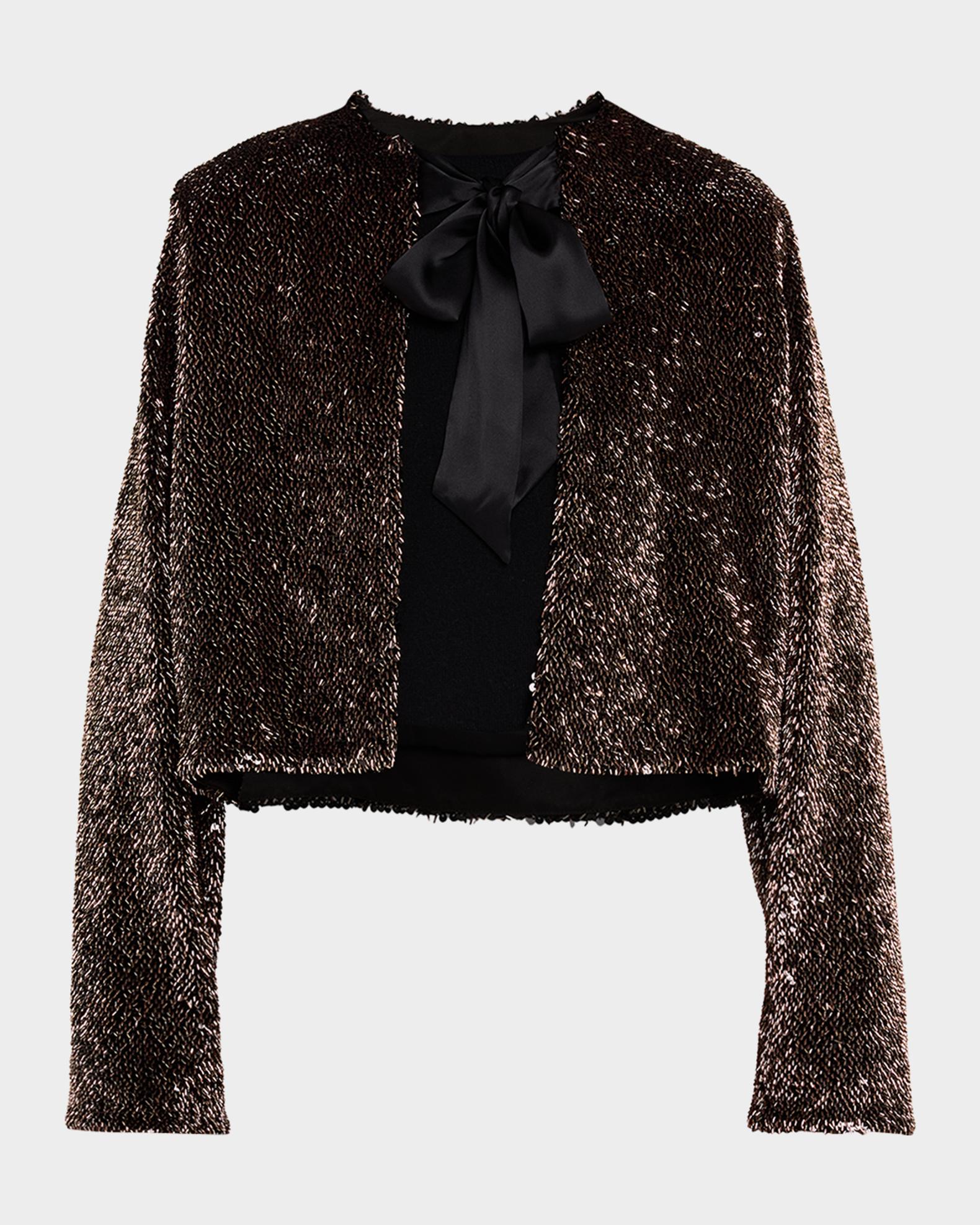 Veronica Beard Bancroff Embellished Tie-Neck Jacket | Neiman Marcus