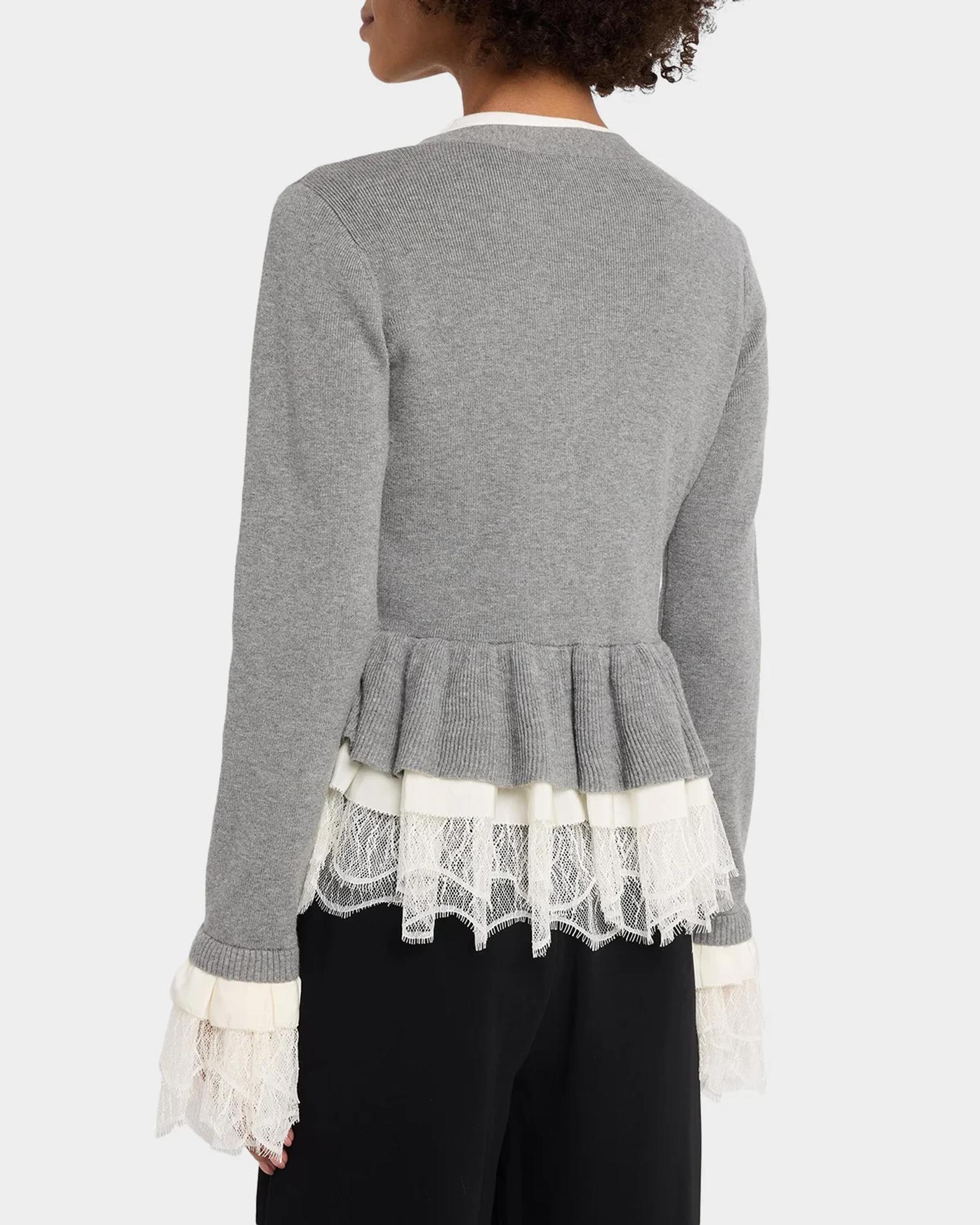 Cinq à Sept Dolly Ruffled Lace-Trimmed Peplum Cardigan | Neiman Marcus