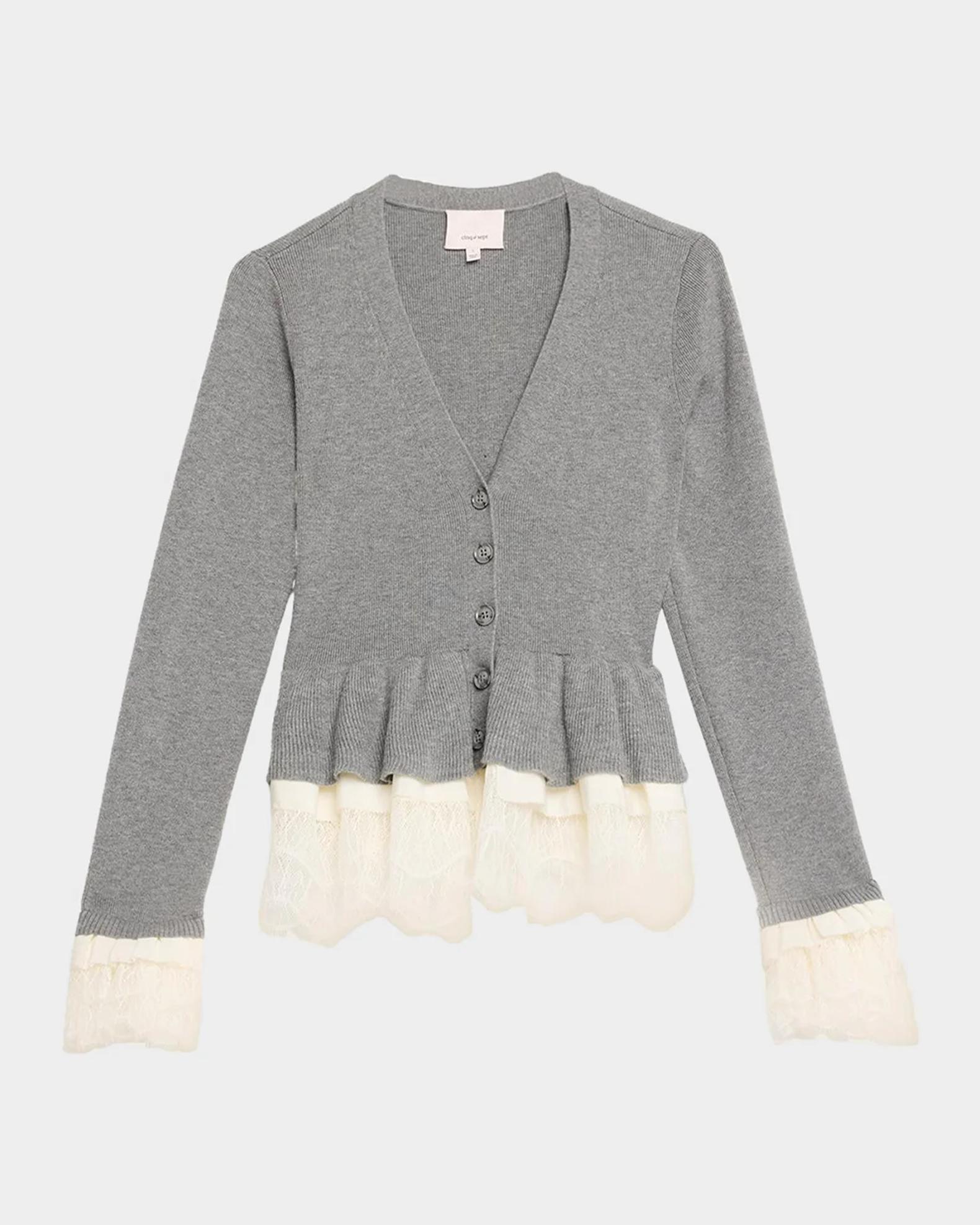 Cinq à Sept Dolly Ruffled Lace-Trimmed Peplum Cardigan | Neiman Marcus
