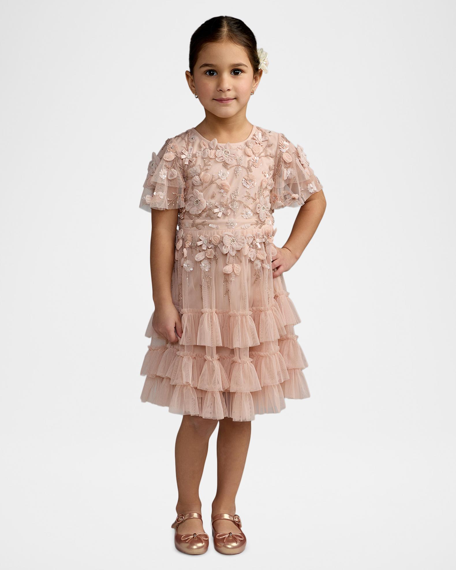 Mac Duggal Girl's Embellished Flutter-Sleeve Ruffle Dress, Size 4-14 ...