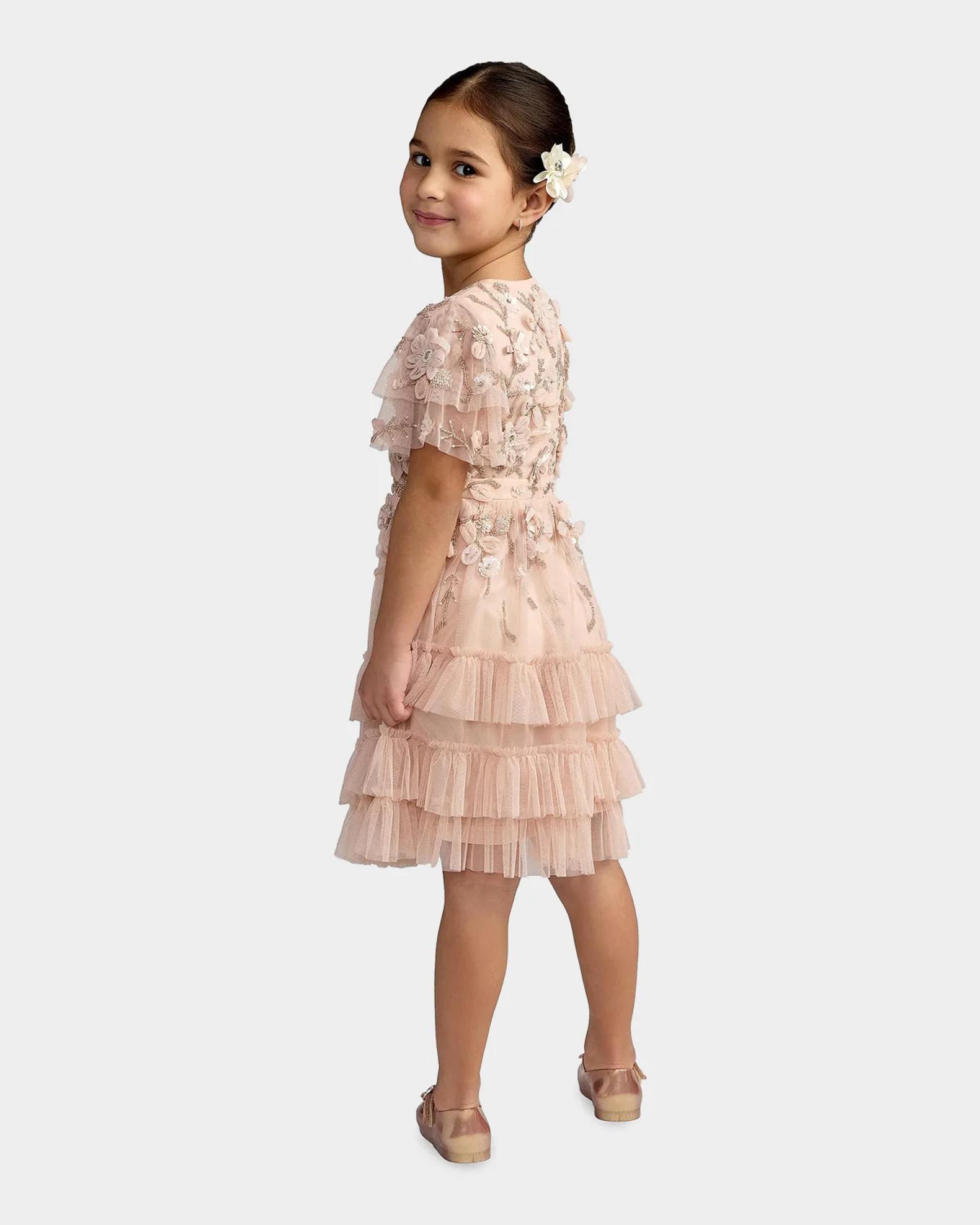 Mac Duggal Girl's Embellished Flutter-Sleeve Ruffle Dress, Size 4-14 ...