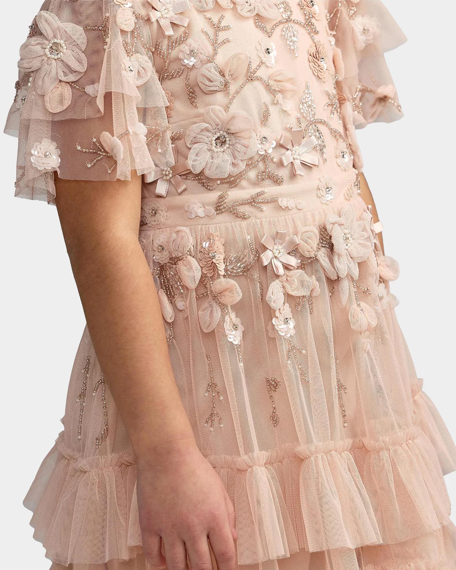 Mac Duggal Girl's Embellished Flutter-Sleeve Ruffle Dress, Size 4-14 ...