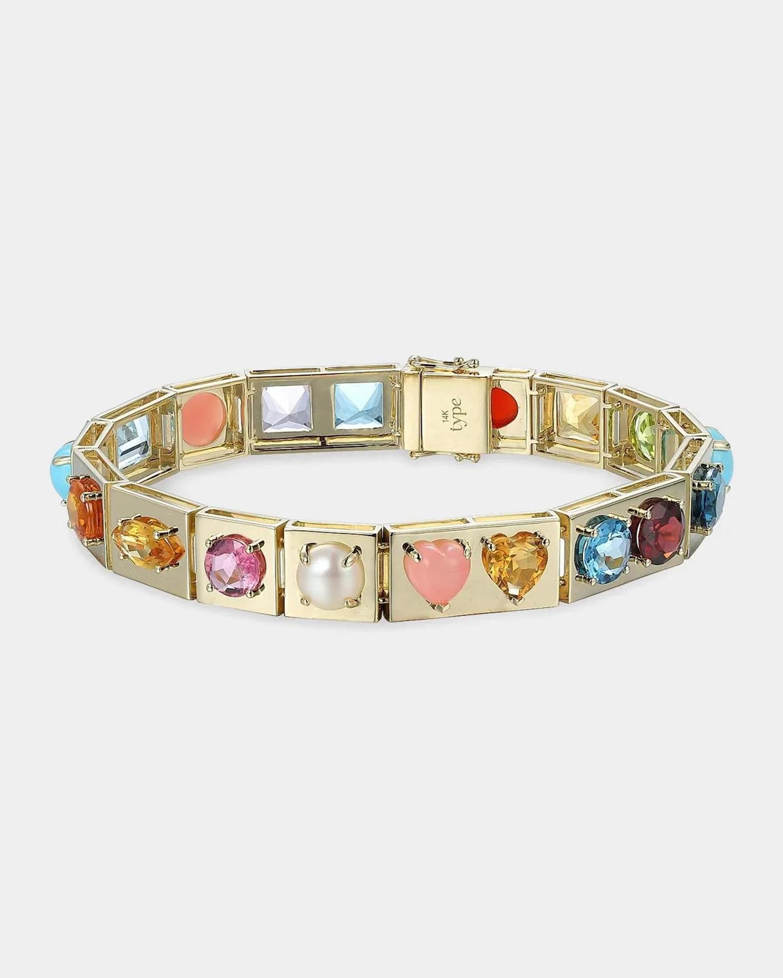 TYPE JEWELRY 14K Yellow Gold LEGGO XL Multi Stone Bracelet, 6.5