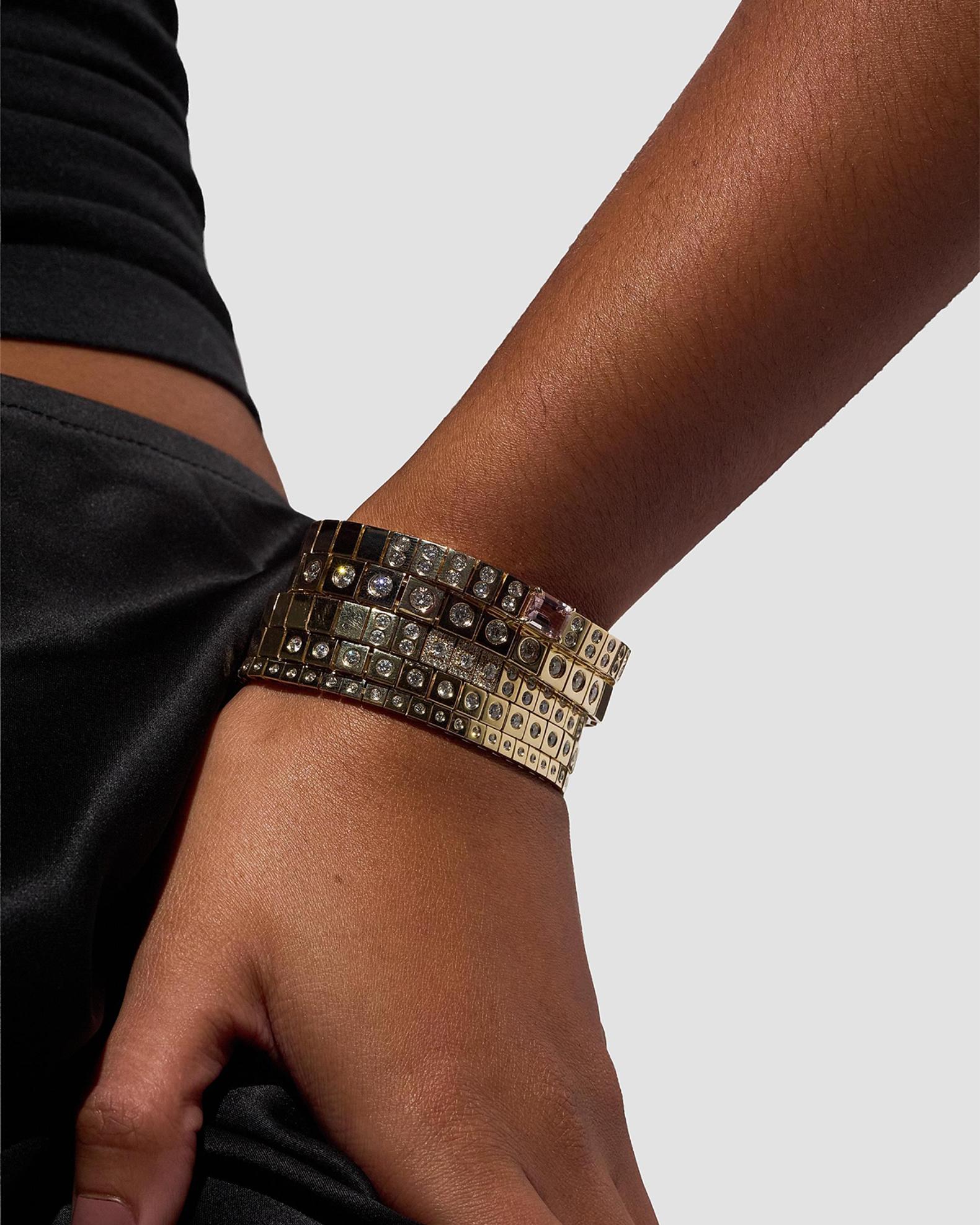 TYPE JEWELRY 14K Yellow Gold LEGGO Mini Diamond Tennis Bracelet, 6.5