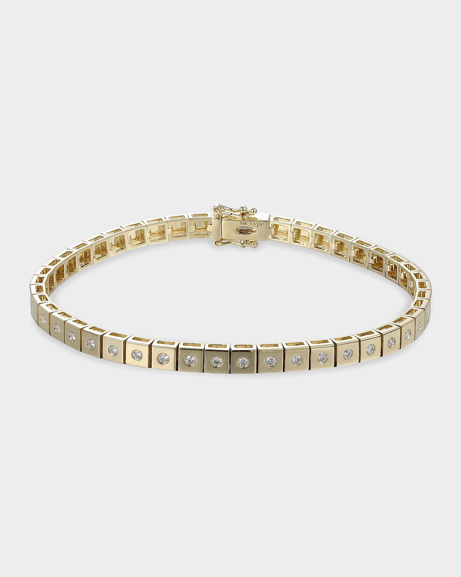TYPE JEWELRY 14K Yellow Gold LEGGO Mini Diamond Tennis Bracelet, 6.5