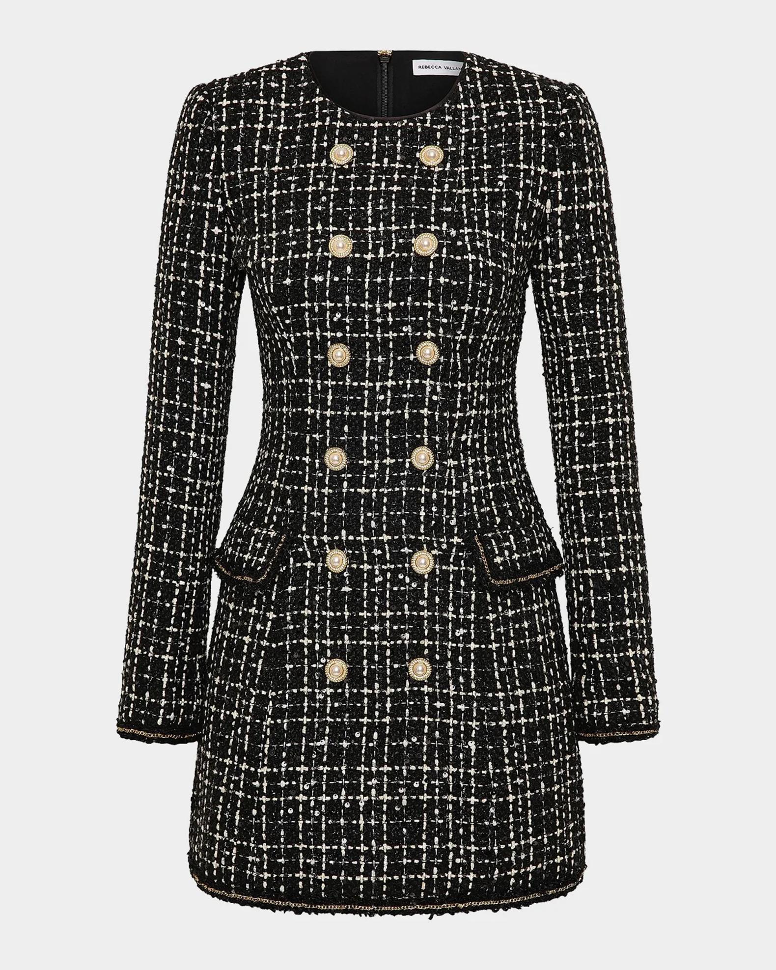 ladies tweed dress and jacket Rebecca Vallance Meringue Double-Breasted Blazer Mini vacation plus size dress