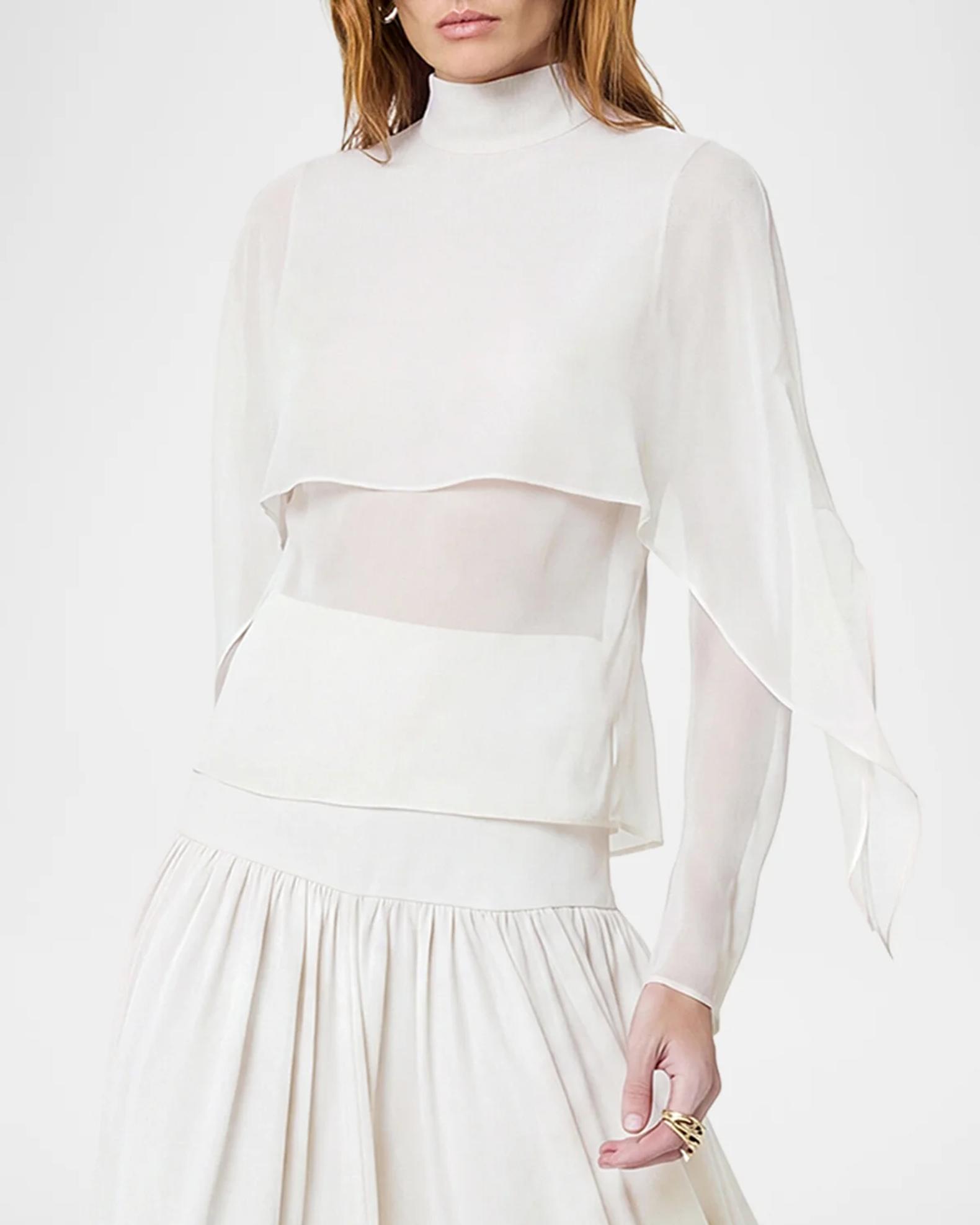 NICHOLAS Dahlia Draped Georgette Blouse | Neiman Marcus