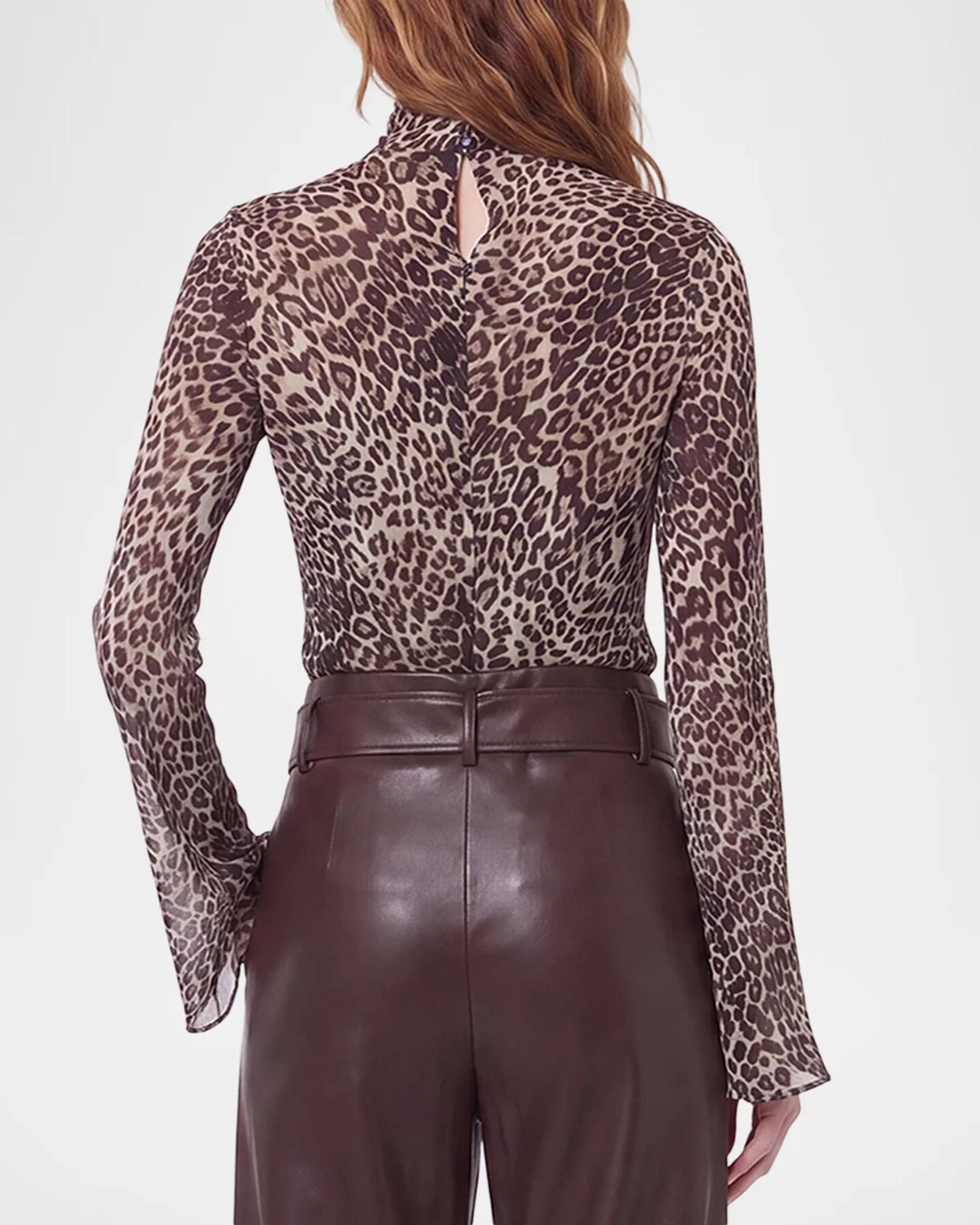 NICHOLAS Celeste Cutout Leopard-Print Georgette Blouse | Neiman Marcus