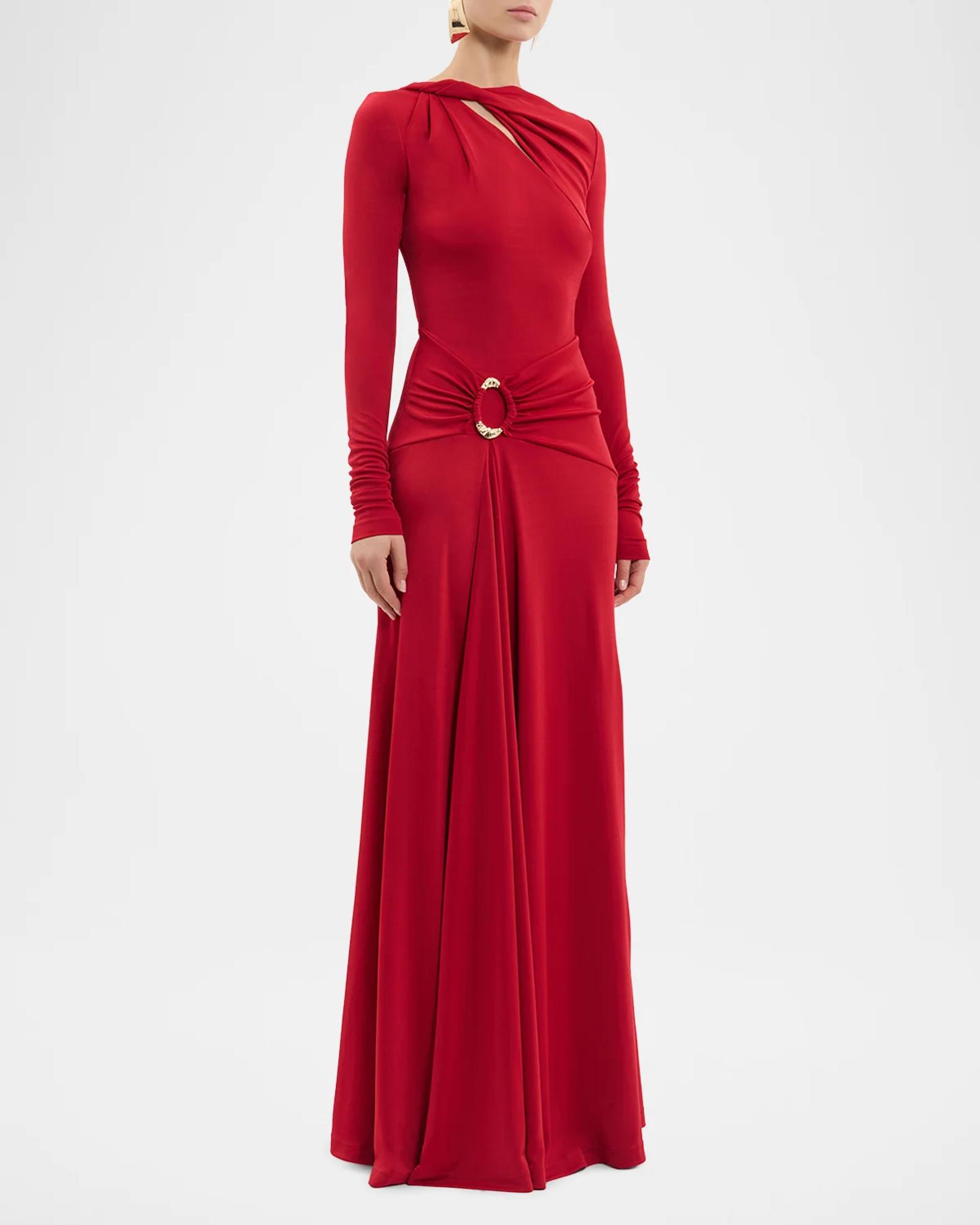 draped jersey maxi dress Rebecca Vallance Dress, Red, Women's, 0 Flared skirt