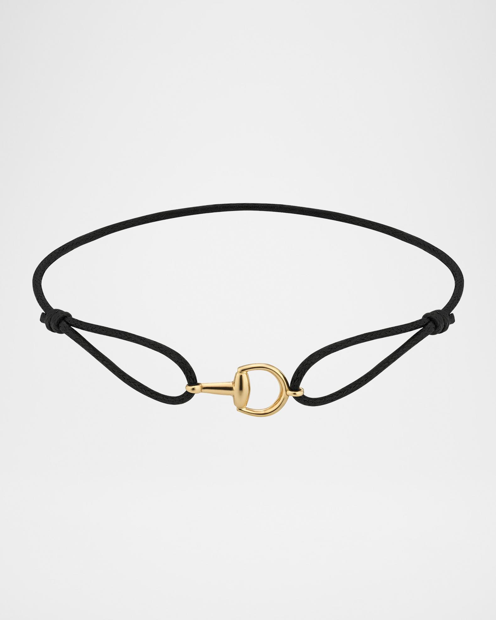 Gucci Gucci Horsebit 18K Yellow Gold and Black Cotton Bracelet
