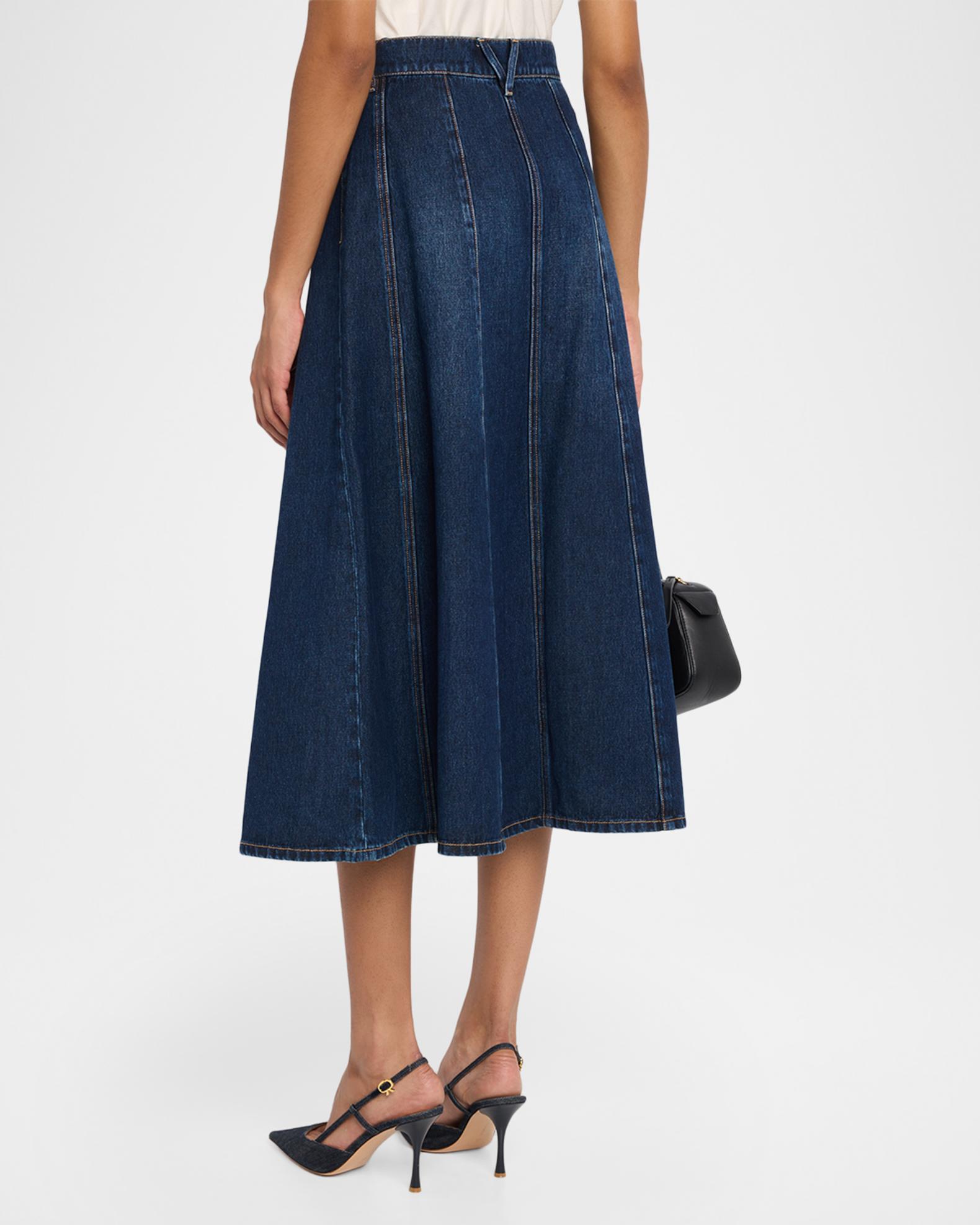 Veronica Beard Nasreen Denim Midi Skirt | Neiman Marcus
