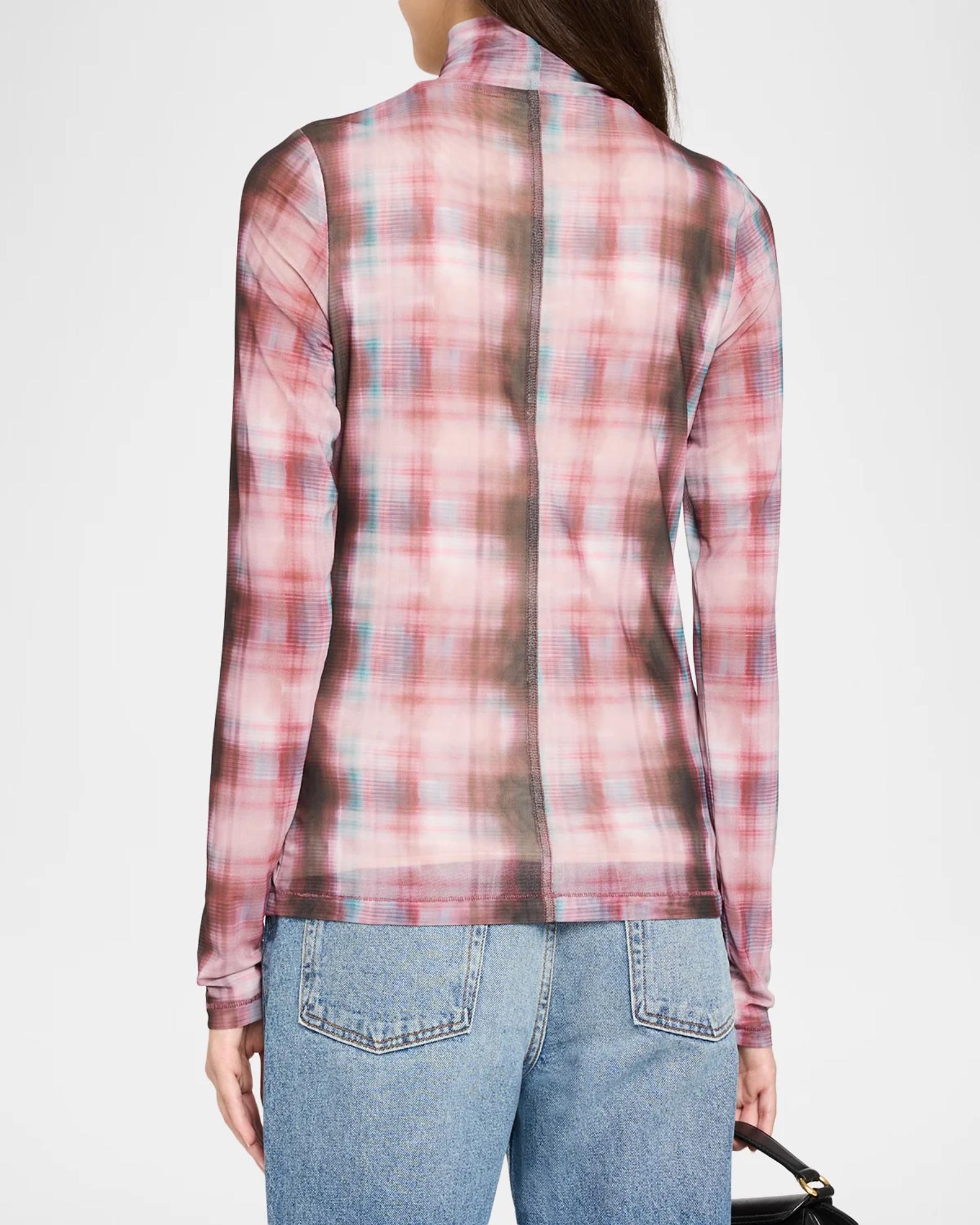 rag & bone Yana Sheer Plaid Turtleneck Top | Neiman Marcus