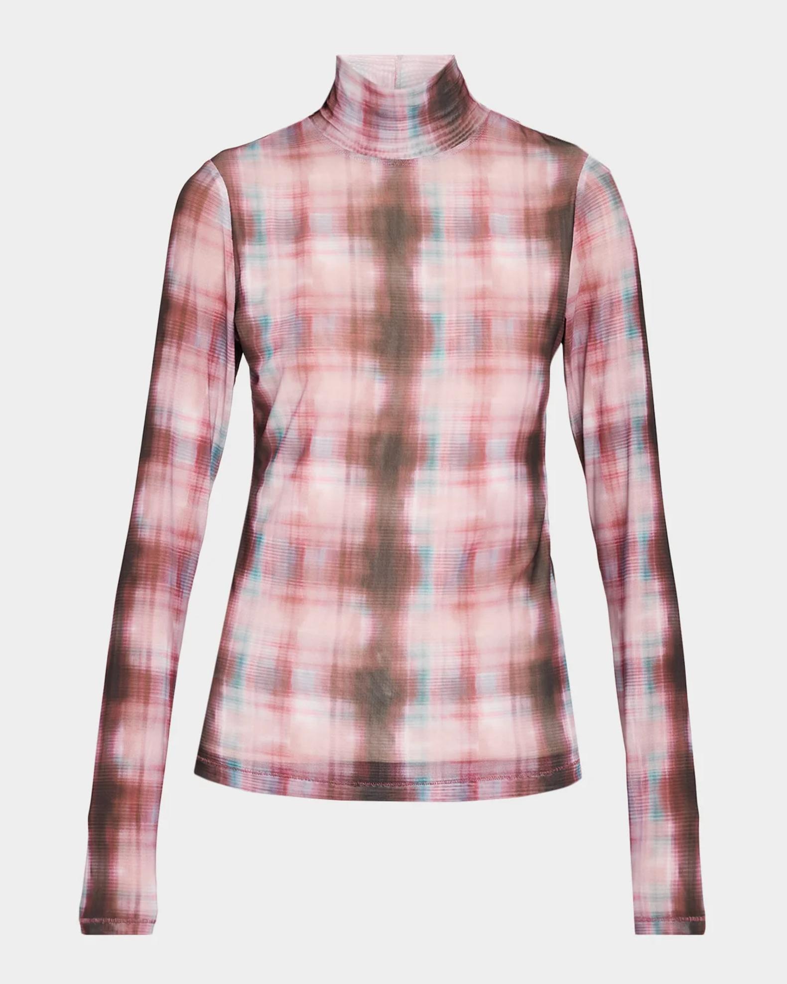 rag & bone Yana Sheer Plaid Turtleneck Top | Neiman Marcus