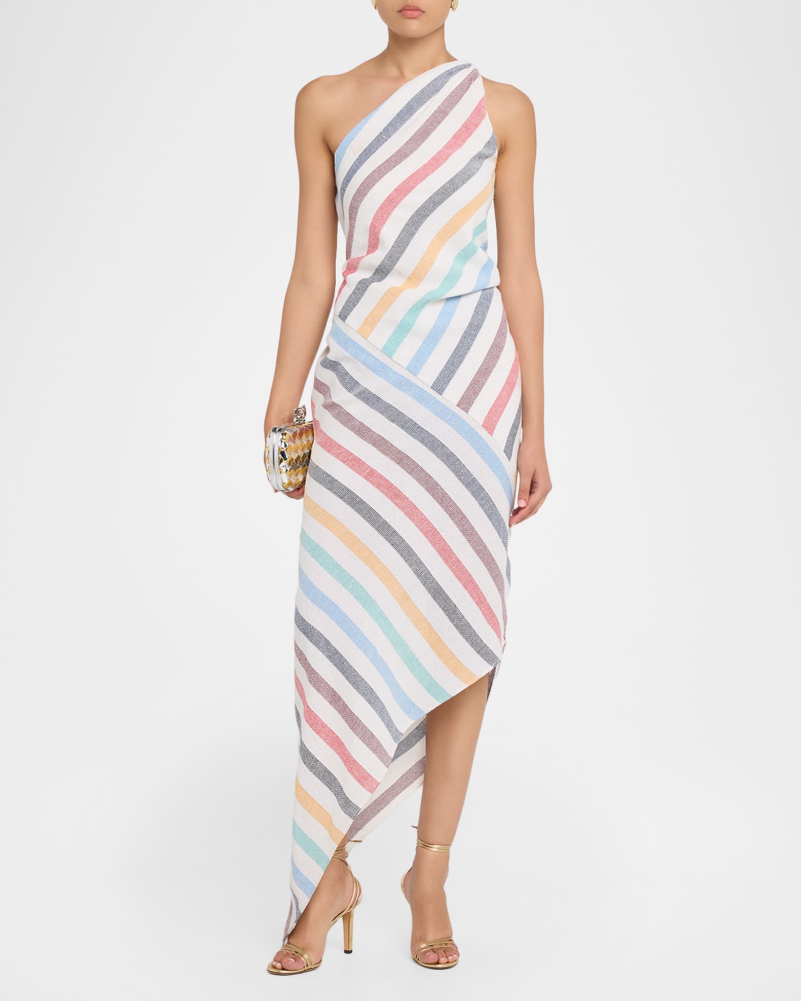 JBQ Mena Asymmetric Striped Dress | Neiman Marcus