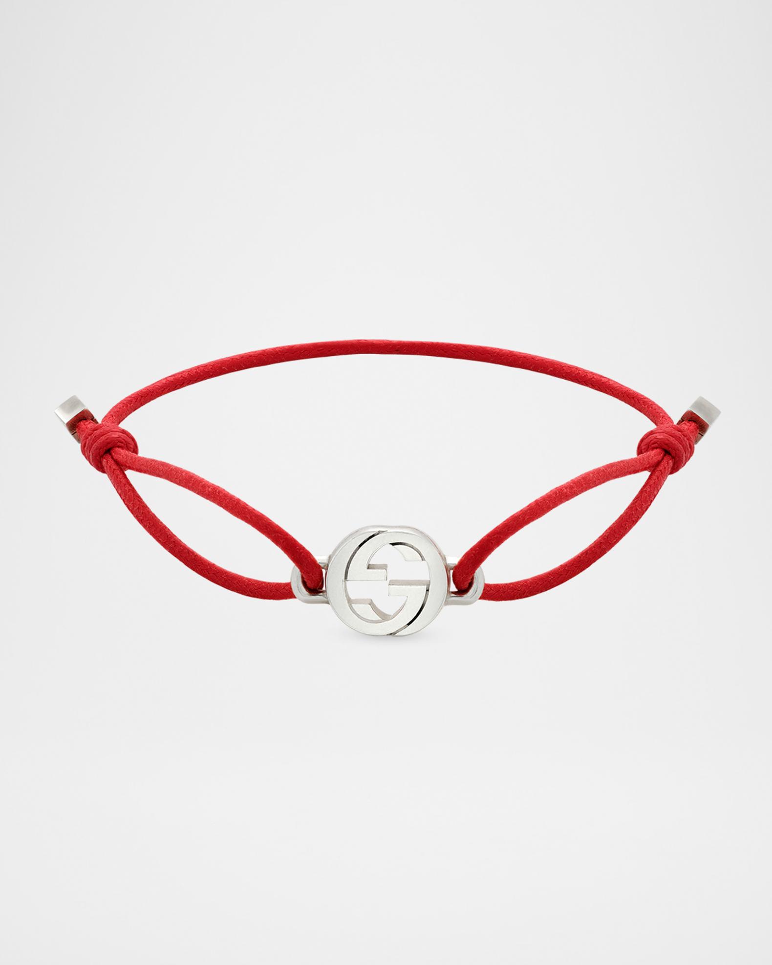 Gucci Silver Interlocking G Cord Bracelet | Neiman Marcus