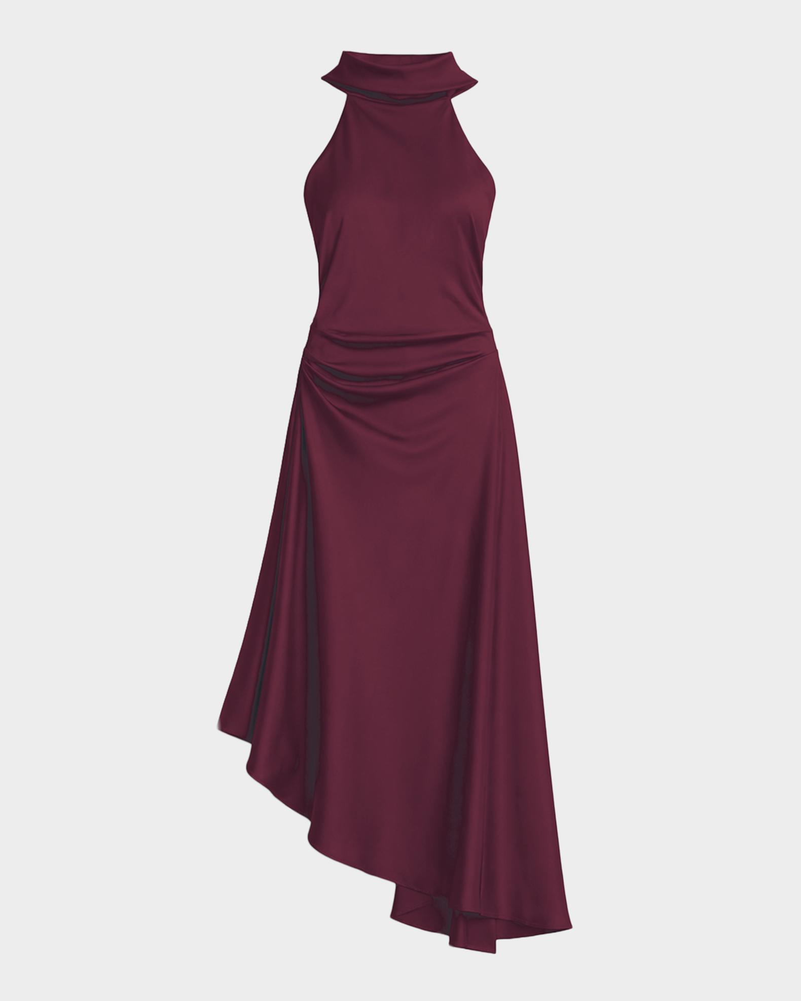 simkhai halter dress Monica High-Low Satin Midi FAUX LEATHER