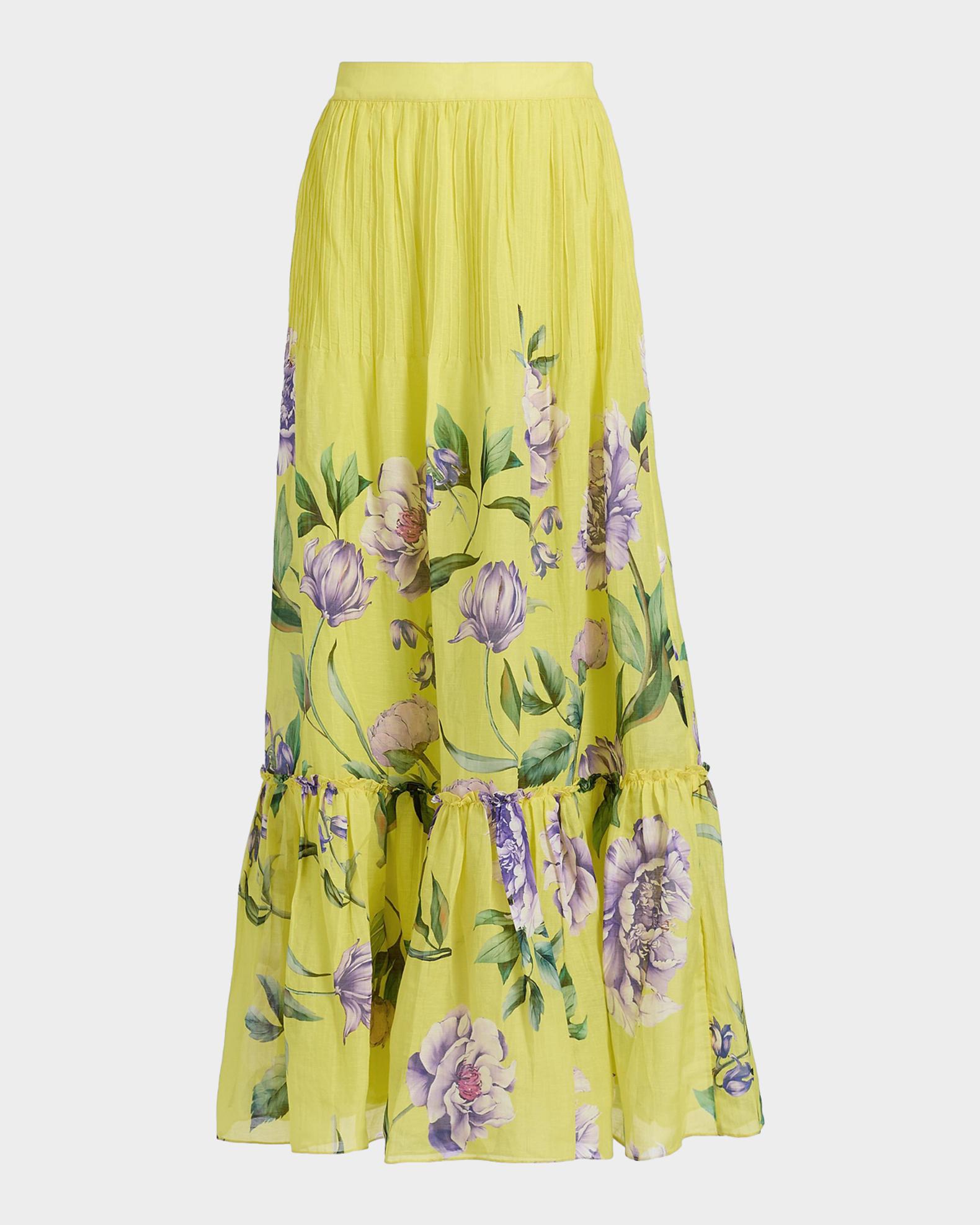 Hemant & Nandita Floral Pintuck Maxi Skirt | Neiman Marcus