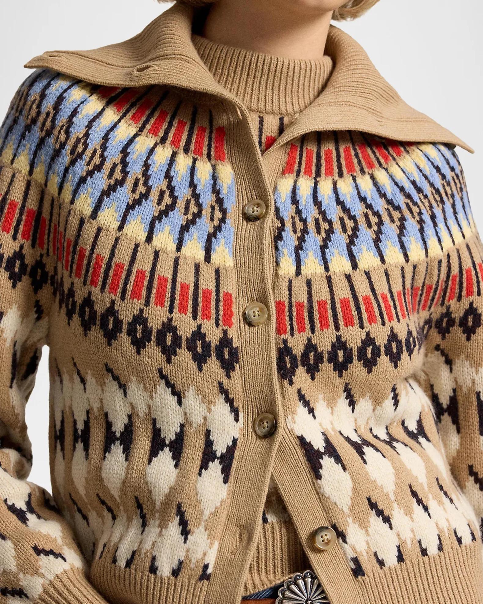 Polo Ralph Lauren Geo-Motif Wool-Cashmere Cardigan | Neiman Marcus