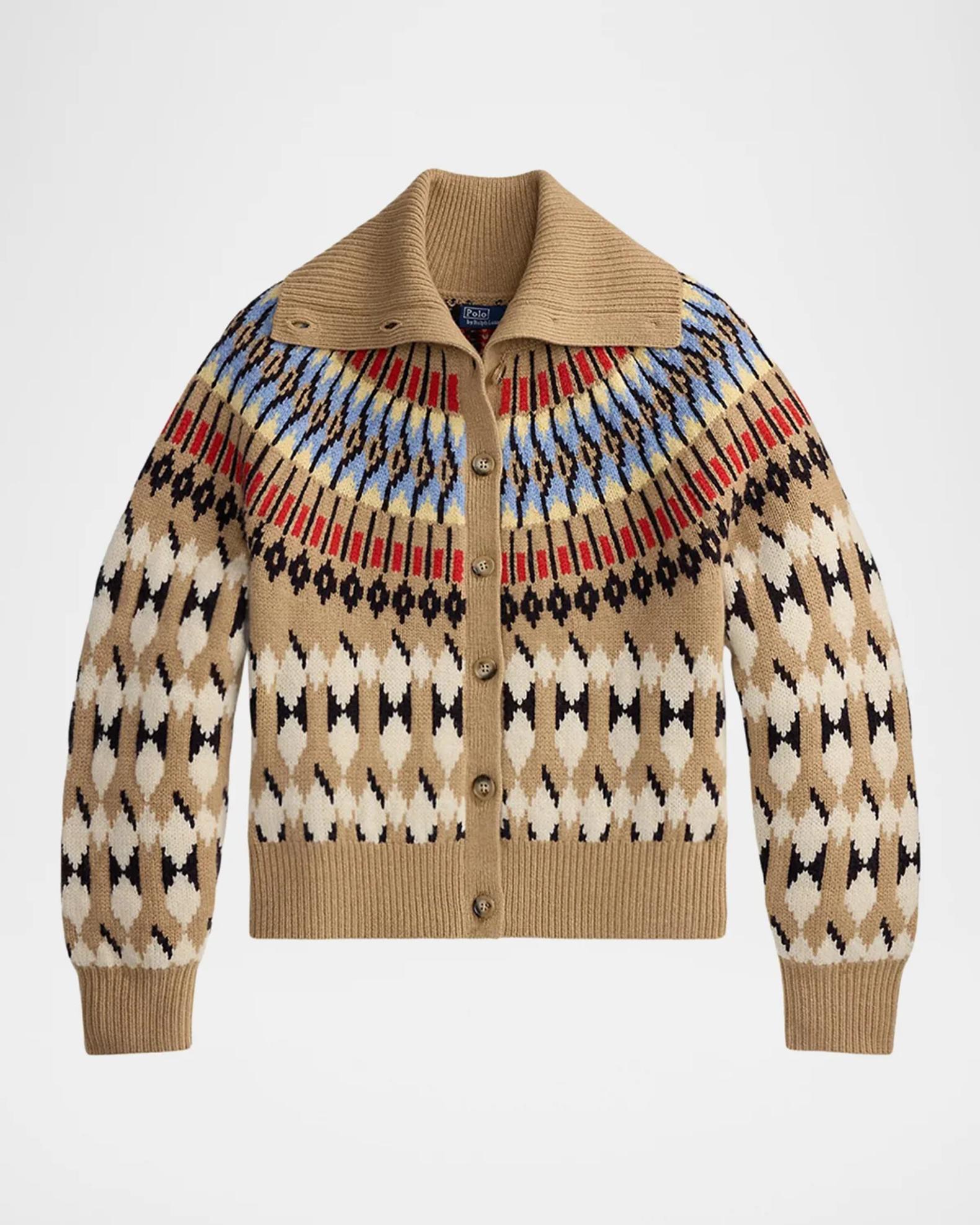 Polo Ralph Lauren Geo-Motif Wool-Cashmere Cardigan | Neiman Marcus