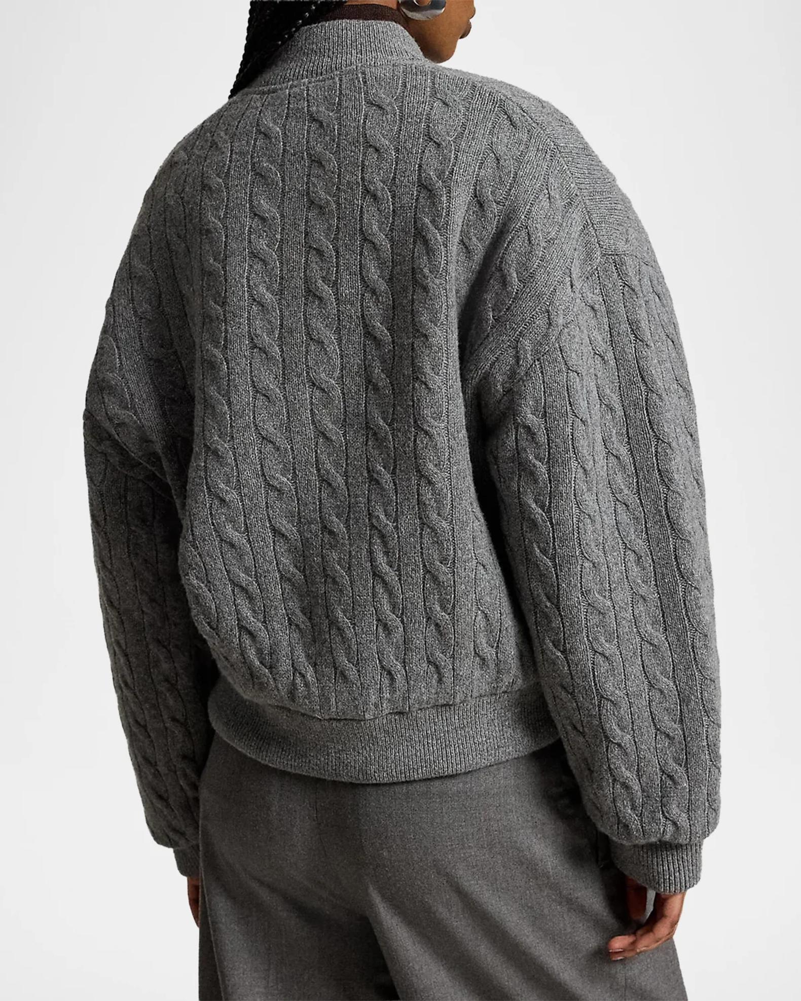 Polo Ralph Lauren Cable-Knit Wool-Cashmere Snapped Jacket | Neiman
