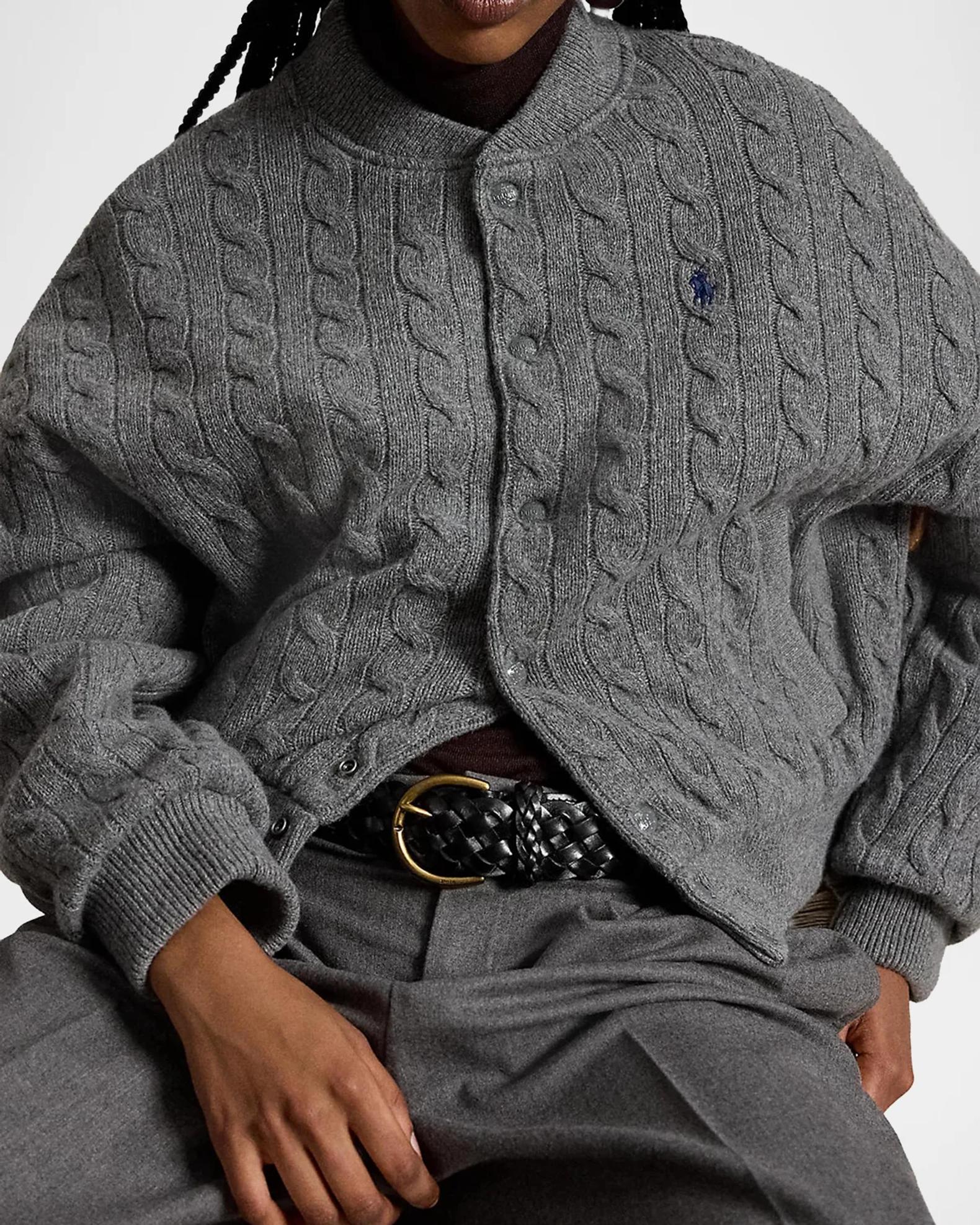 Polo Ralph Lauren Cable-Knit Wool-Cashmere Snapped Jacket | Neiman