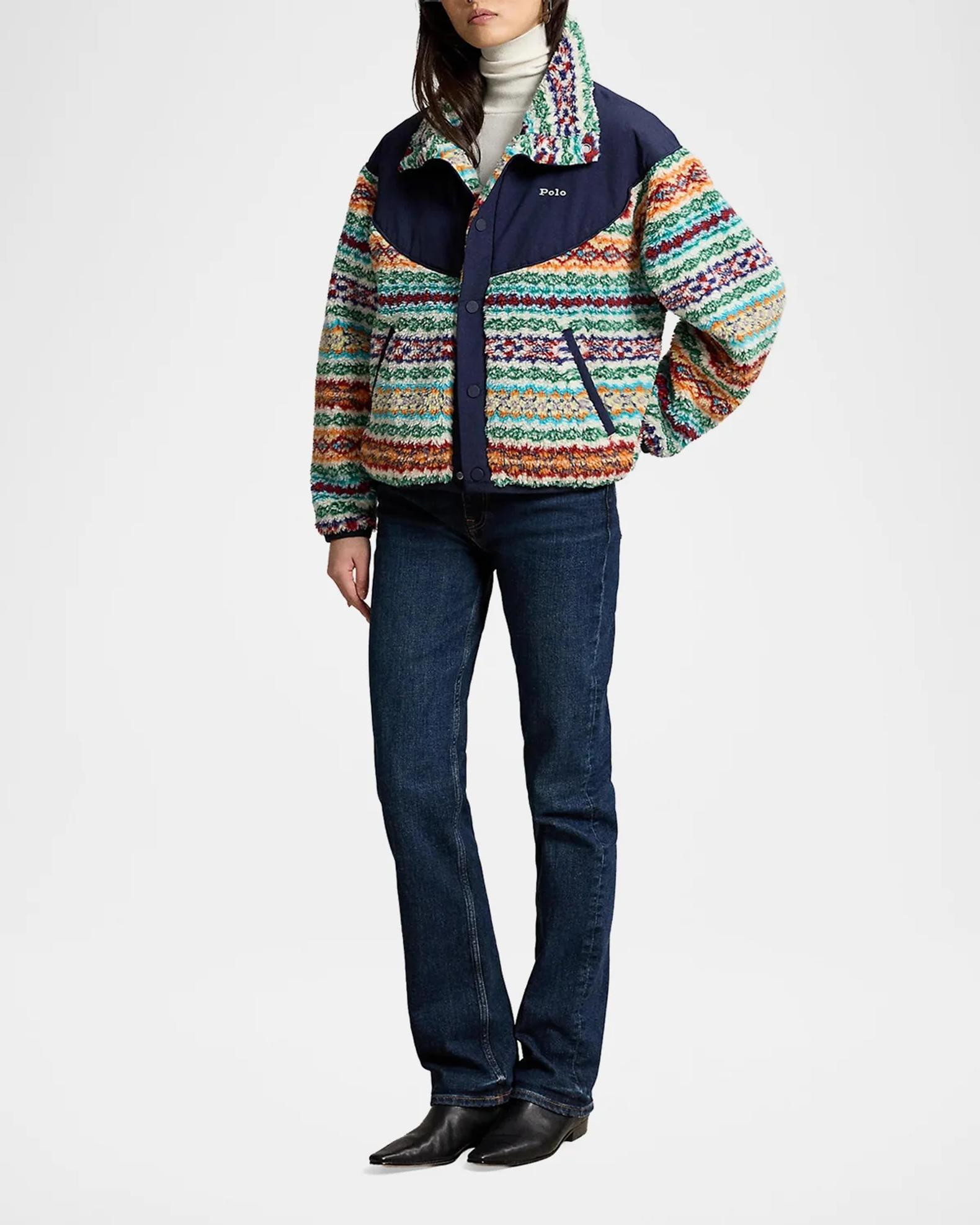 イ*カ様 20352 ポロバイラルフローレン 刺繍 ジャケット フリース Polo Ralph Lauren Fair Isle High-Pile Fleece Jacket | Neiman Marcus
