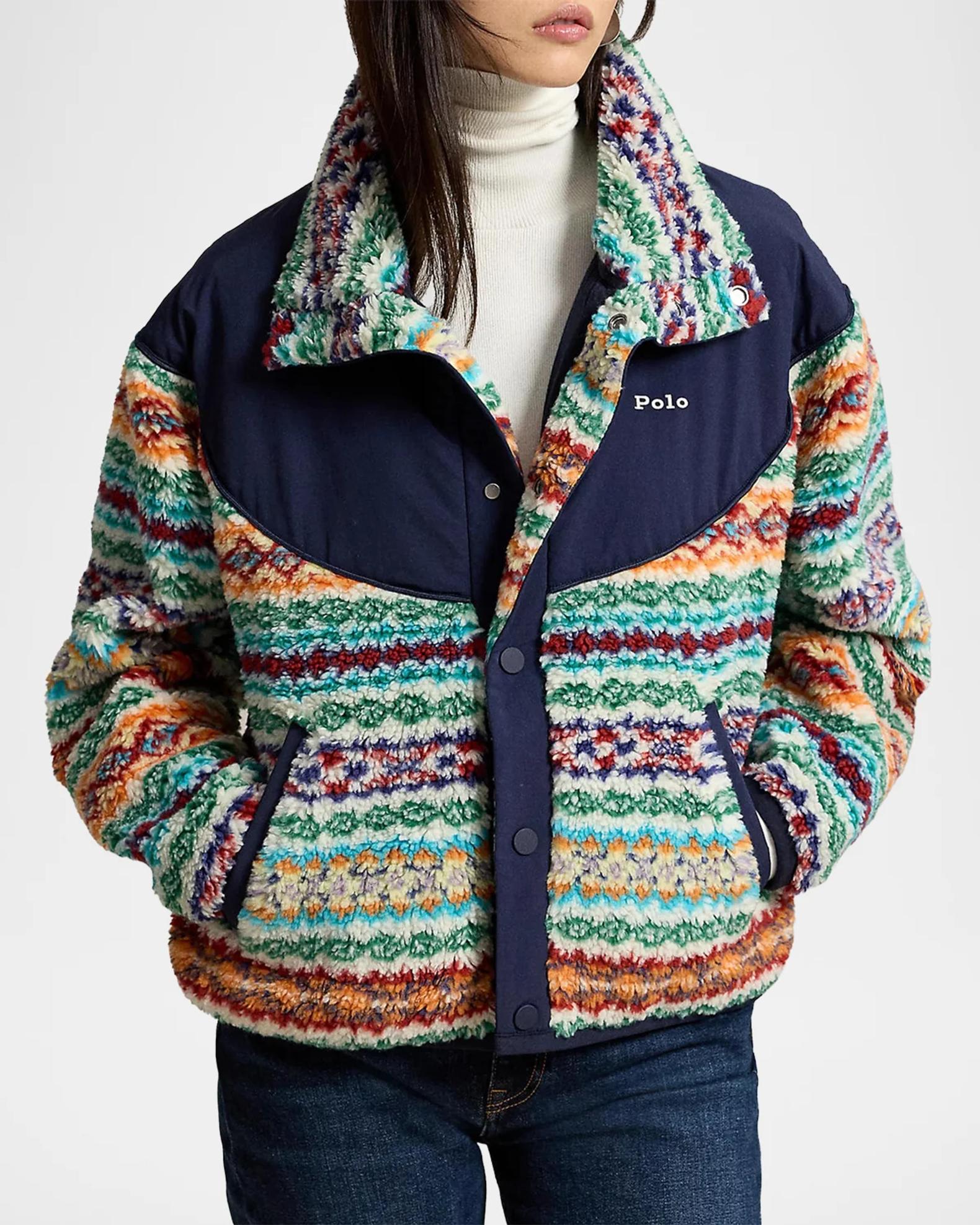 Polo Ralph Lauren Fair Isle High-Pile Fleece Jacket | Neiman Marcus