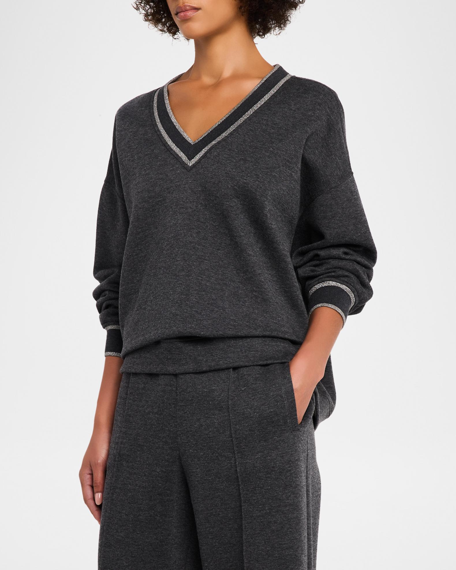 Brunello Cucinelli Cashmere-Cotton V-Neck Sweater | Neiman Marcus