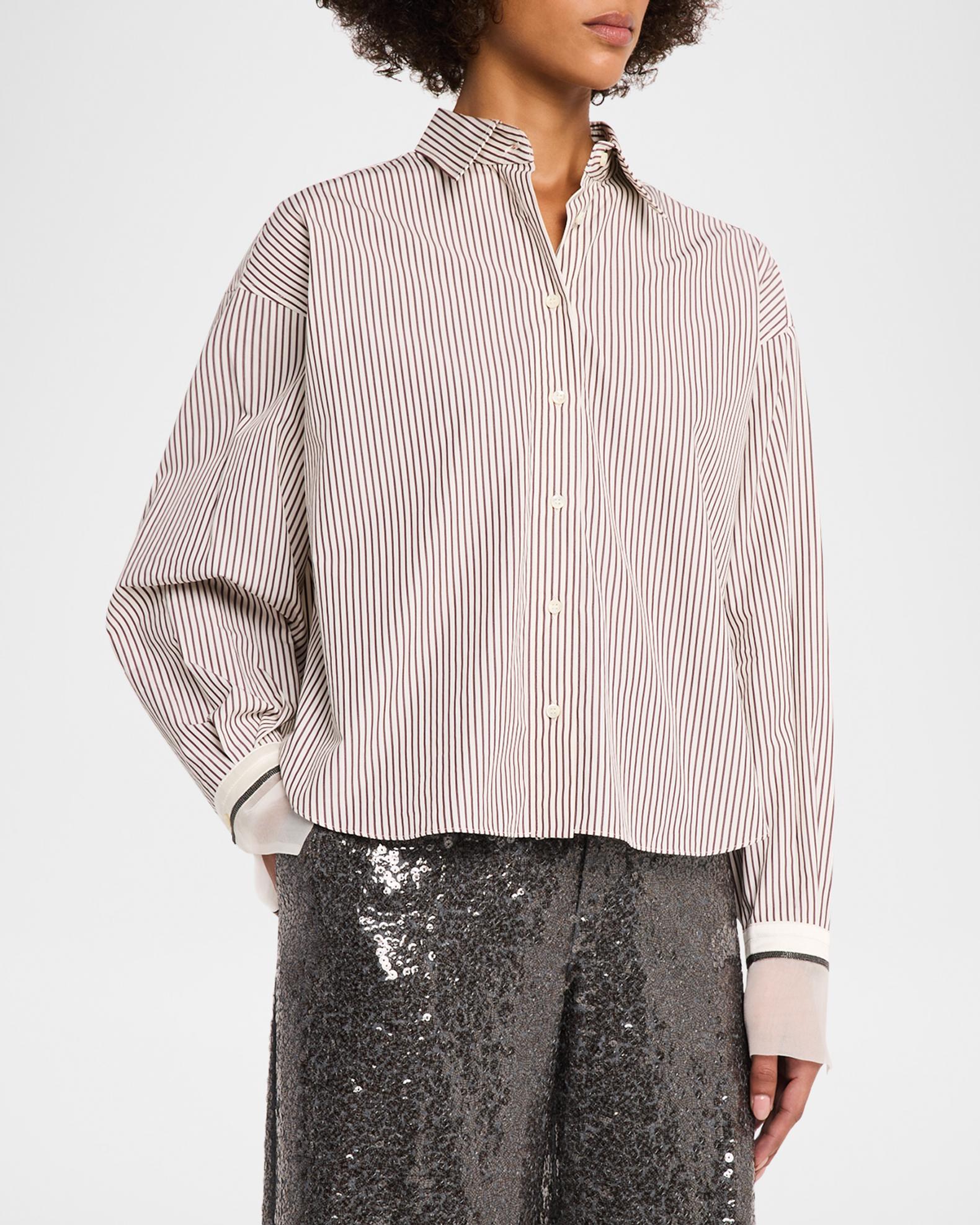 Brunello Cucinelli Striped Cotton Poplin Boxy Button-Down Shirt