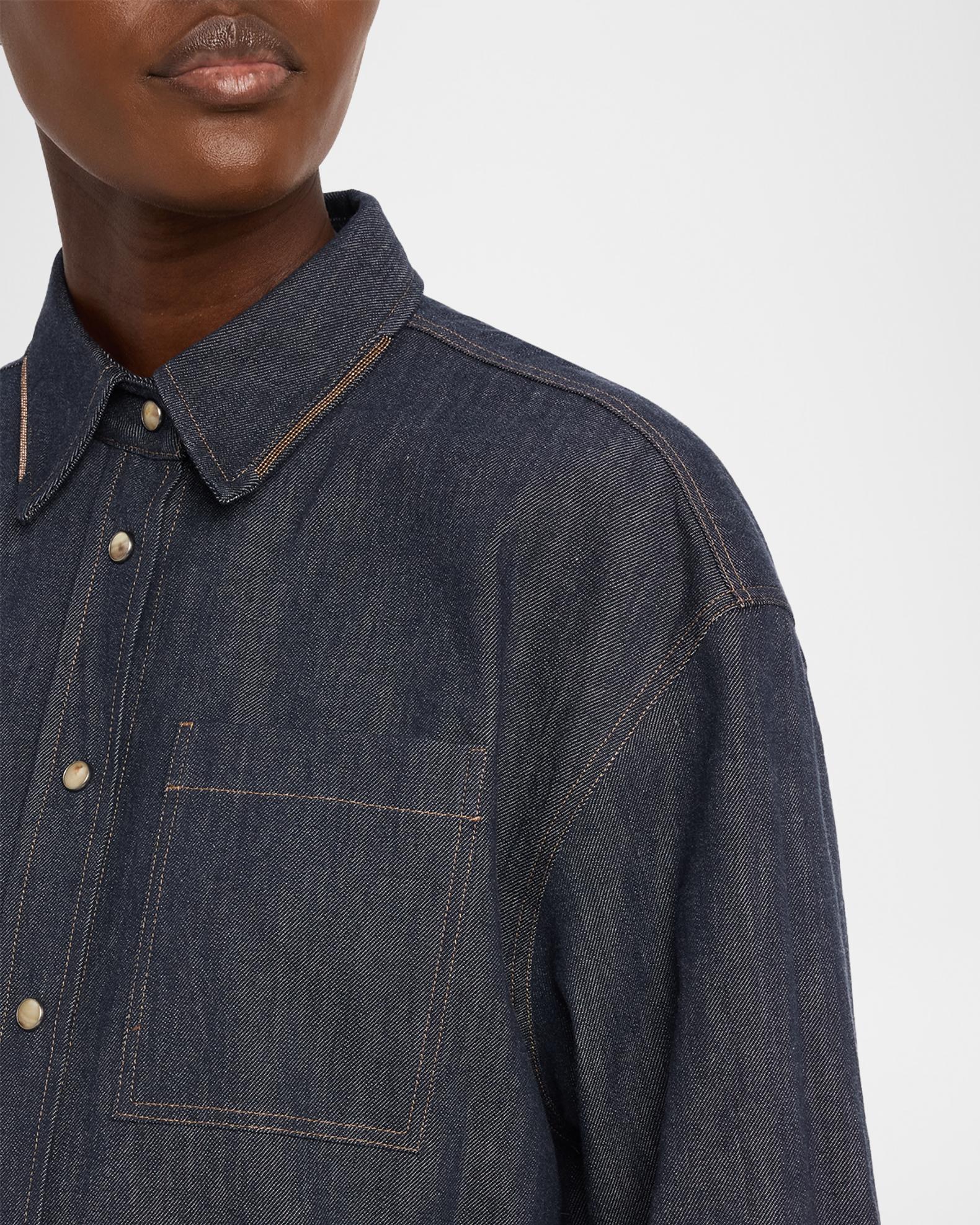 【未使用品】BRUNELLO CUCINELLI デニムシャツ　12+ Brunello Cucinelli Monili-Trim Denim Oversized Shirt | Neiman Marcus