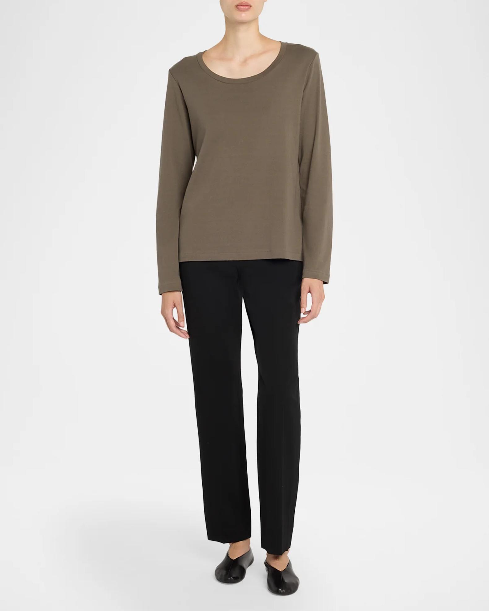 The Row Kalto Scoop-Neck Cotton Jersey Long-Sleeve T-Shirt