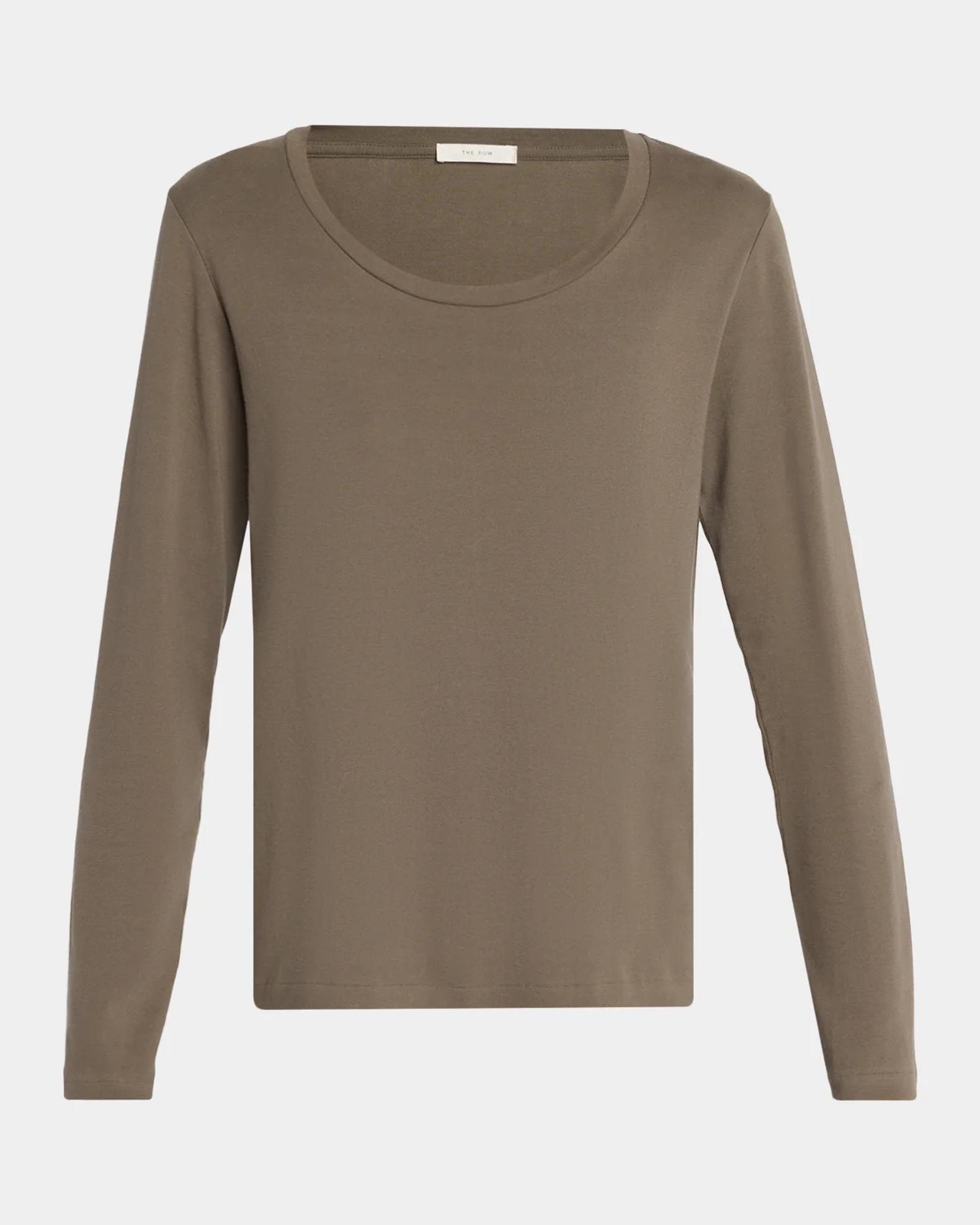 トップス THE ROW scott crew neck s The Row Kalto Scoop-Neck Cotton Jersey Long-Sleeve T-Shirt