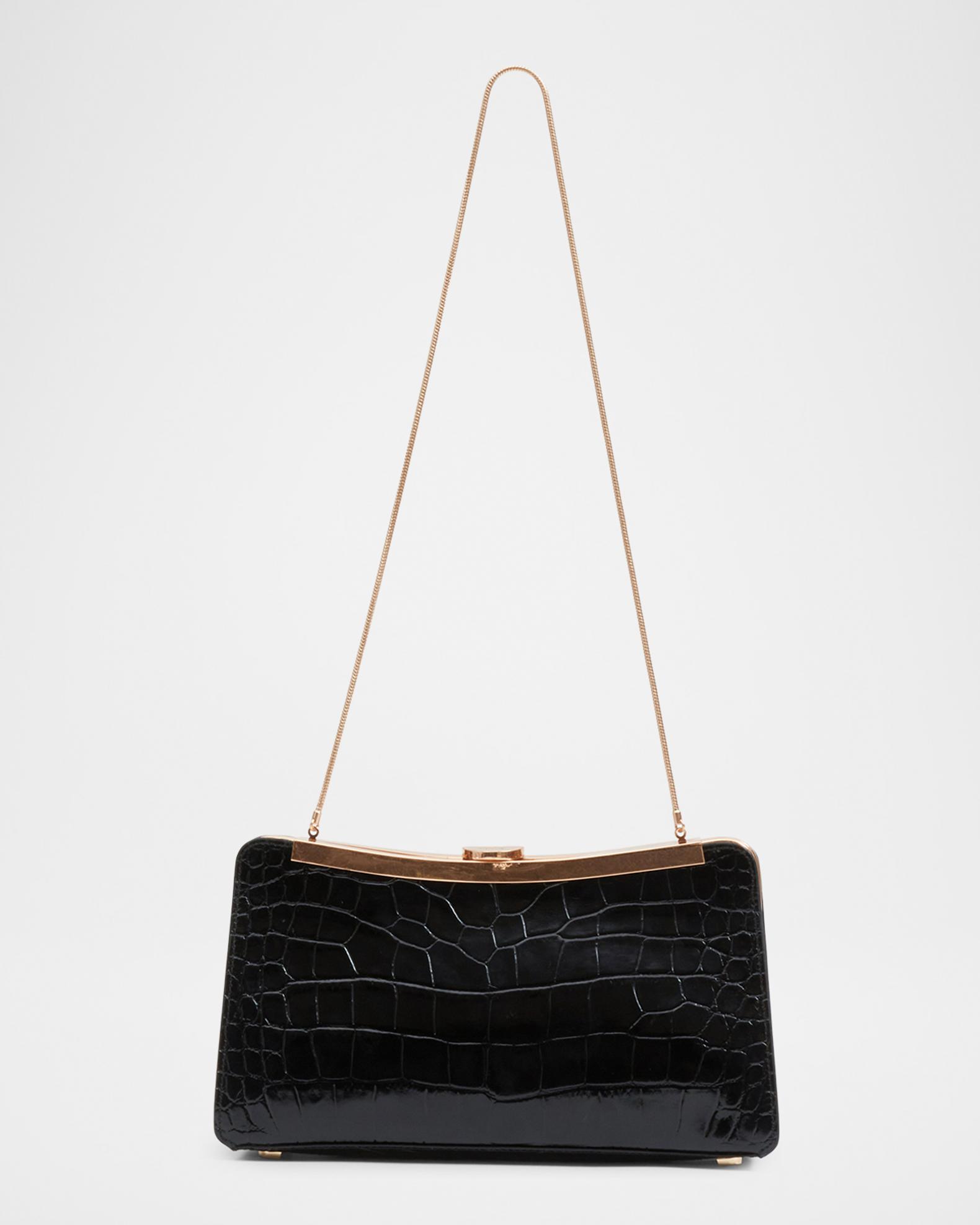 SIMKHAI Solange Croc-Embossed Leather Clutch | Neiman Marcus