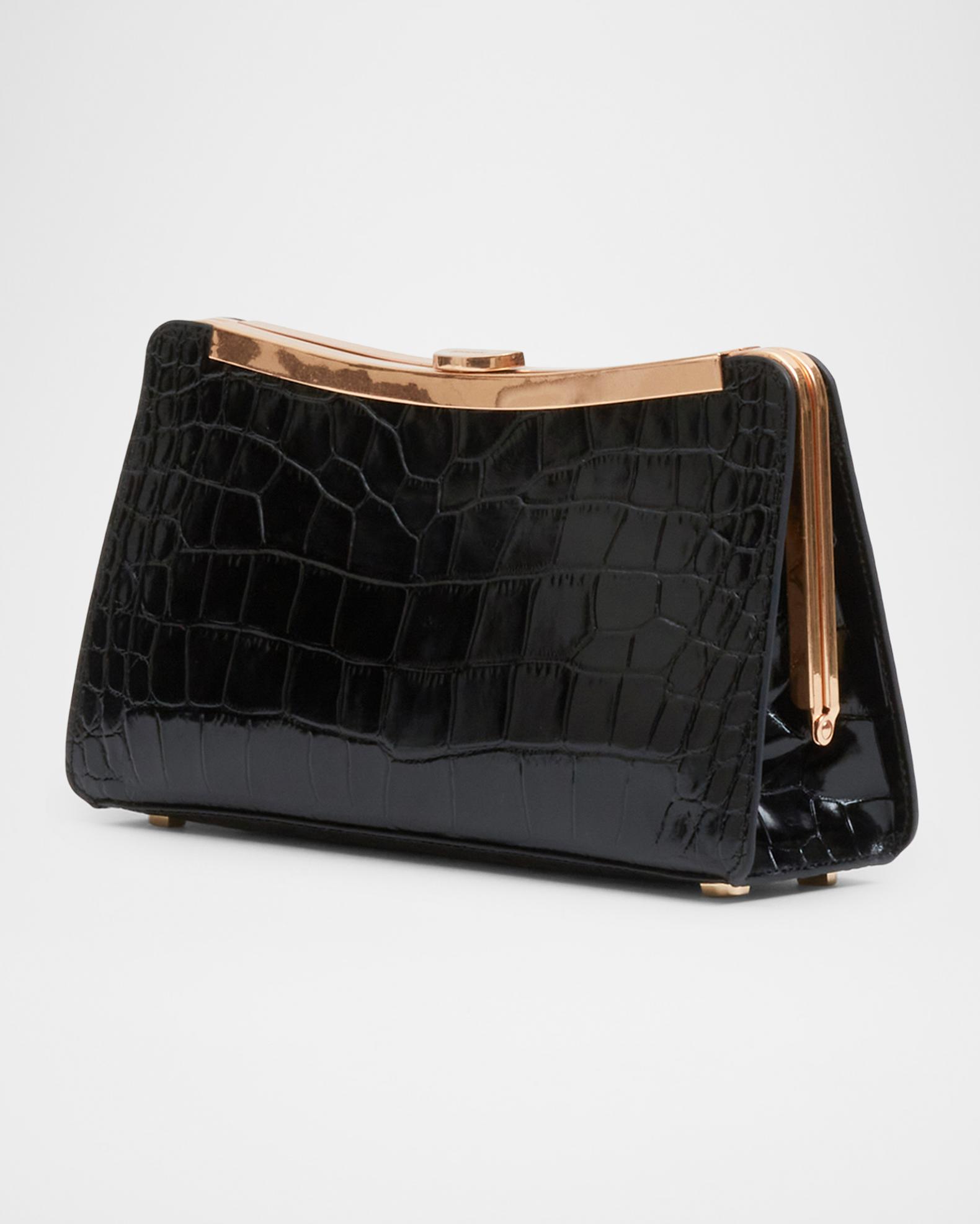 SIMKHAI Solange Croc-Embossed Leather Clutch | Neiman Marcus